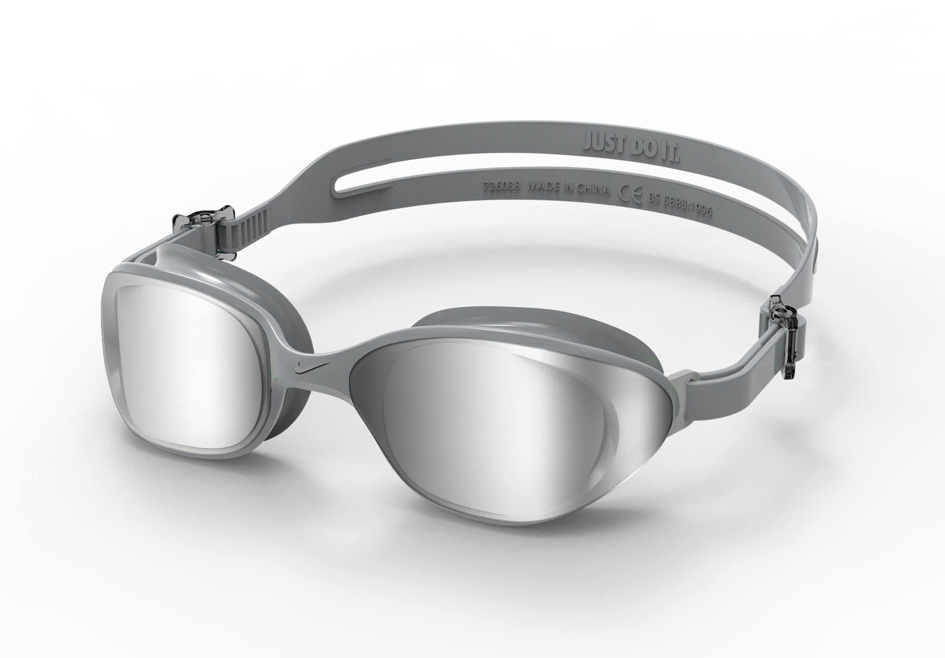 Nike Expanse Mirrored Fitness Goggles for Adults - One Size, Cool Grey - UV Protection for Running, Cycling & Outdoor Sports