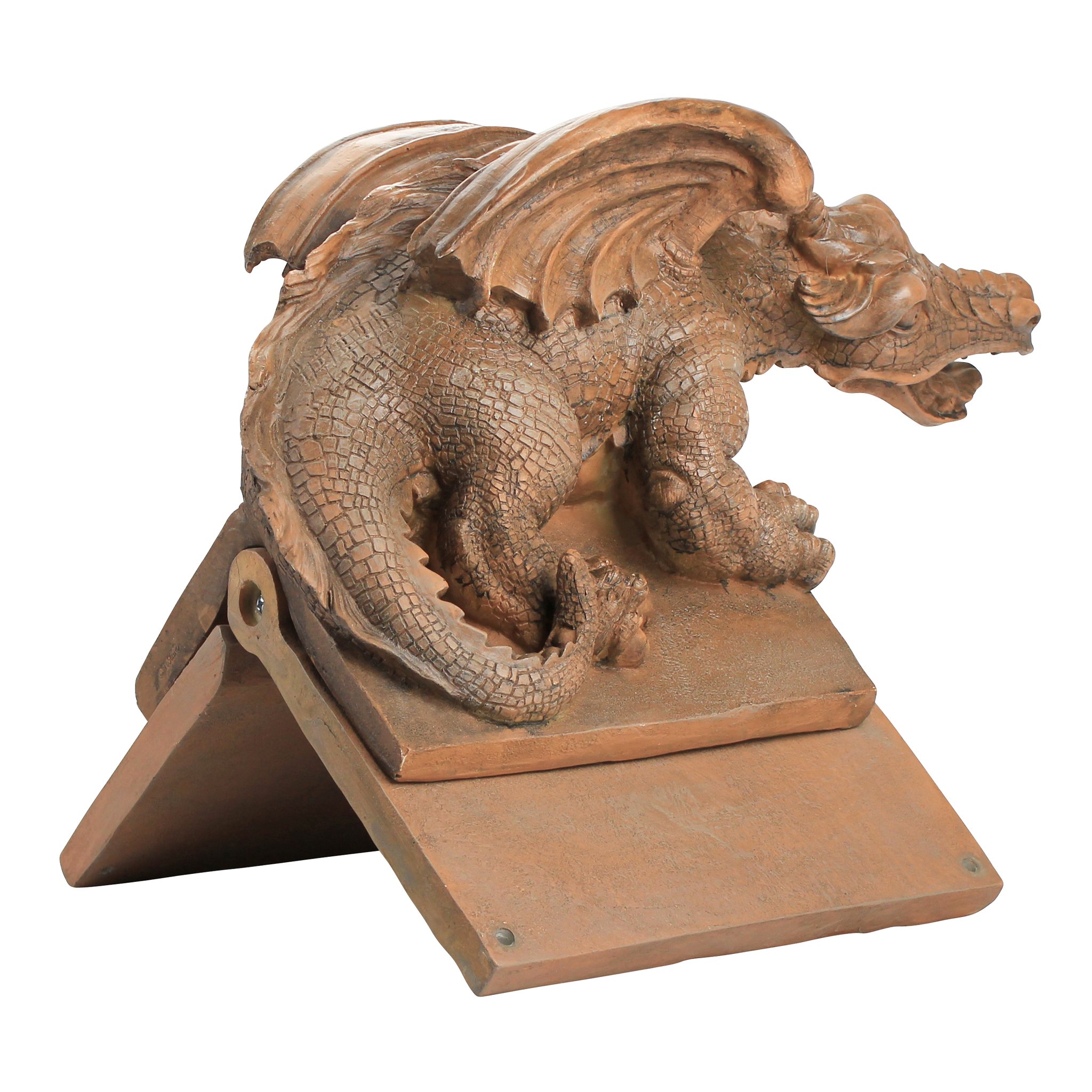 Design Toscano NG30667 Apex, the Winged Dragon Sculpture - Gothic Terra Cotta Roof Cresting Decor for Home & Garden - Perfect for Medieval, Fantasy, or Gothic Style Home Exteriors