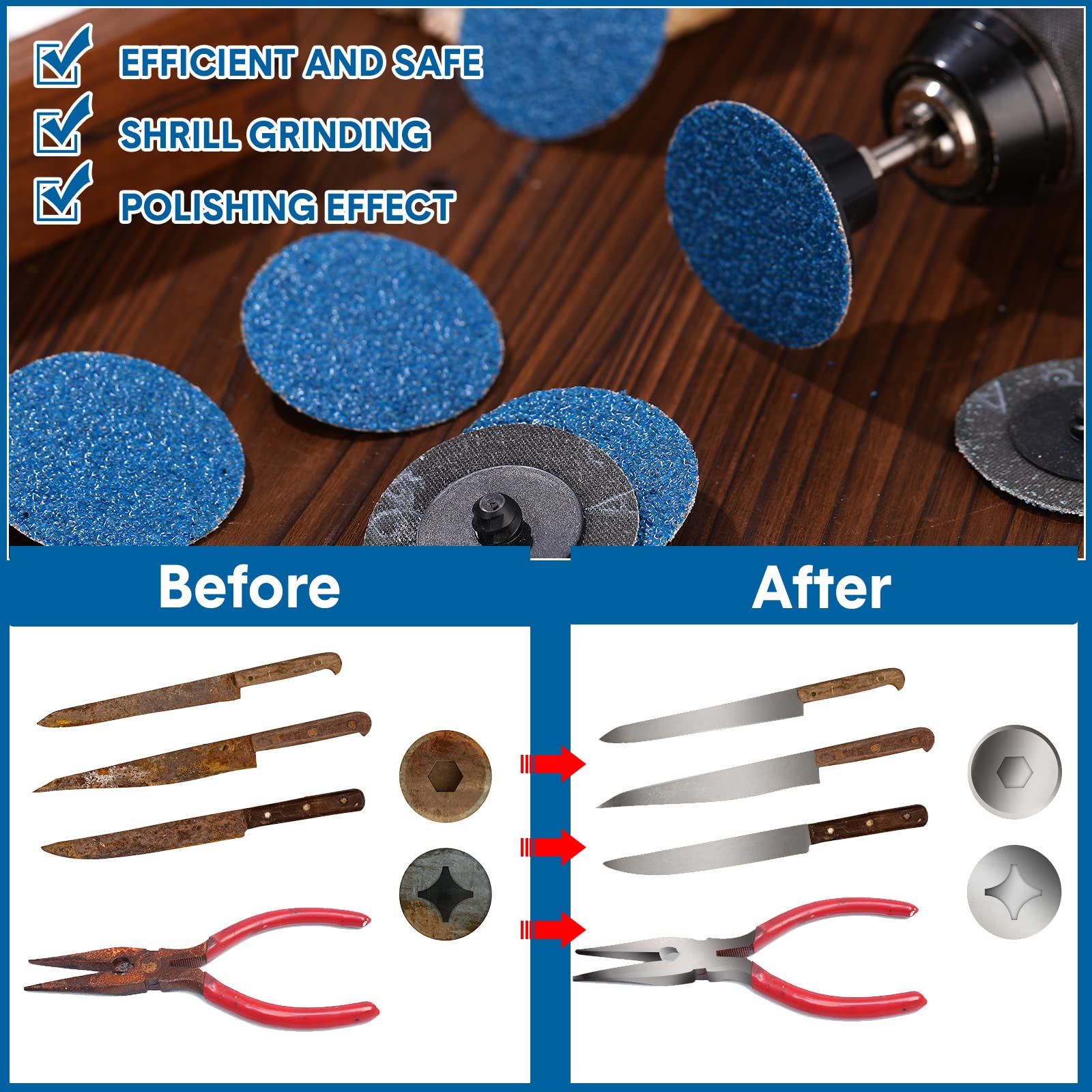 150 Pcs 2 Inch Sanding Discs for Die Grinder - 36/60/80 Grit Abrasive Grinding Wheels for Surface Finishing, Polishing, Rust & Paint Removal - Perfect for Metal, Wood & DIY Projects