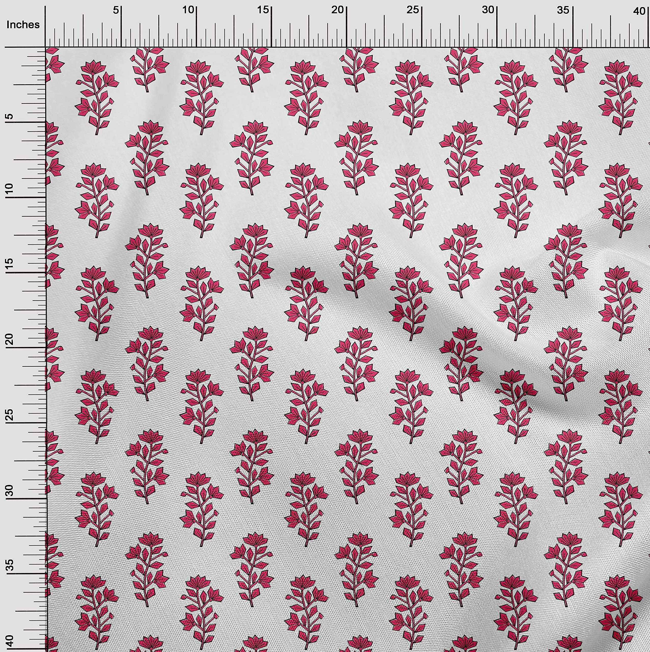 oneOone Viscose Chiffon Magenta Fabric Block Print Dress Material - 42 Inch Wide by The Yard (VR) | Perfect for DIY Dresses, Scarves & Home Decor Projects