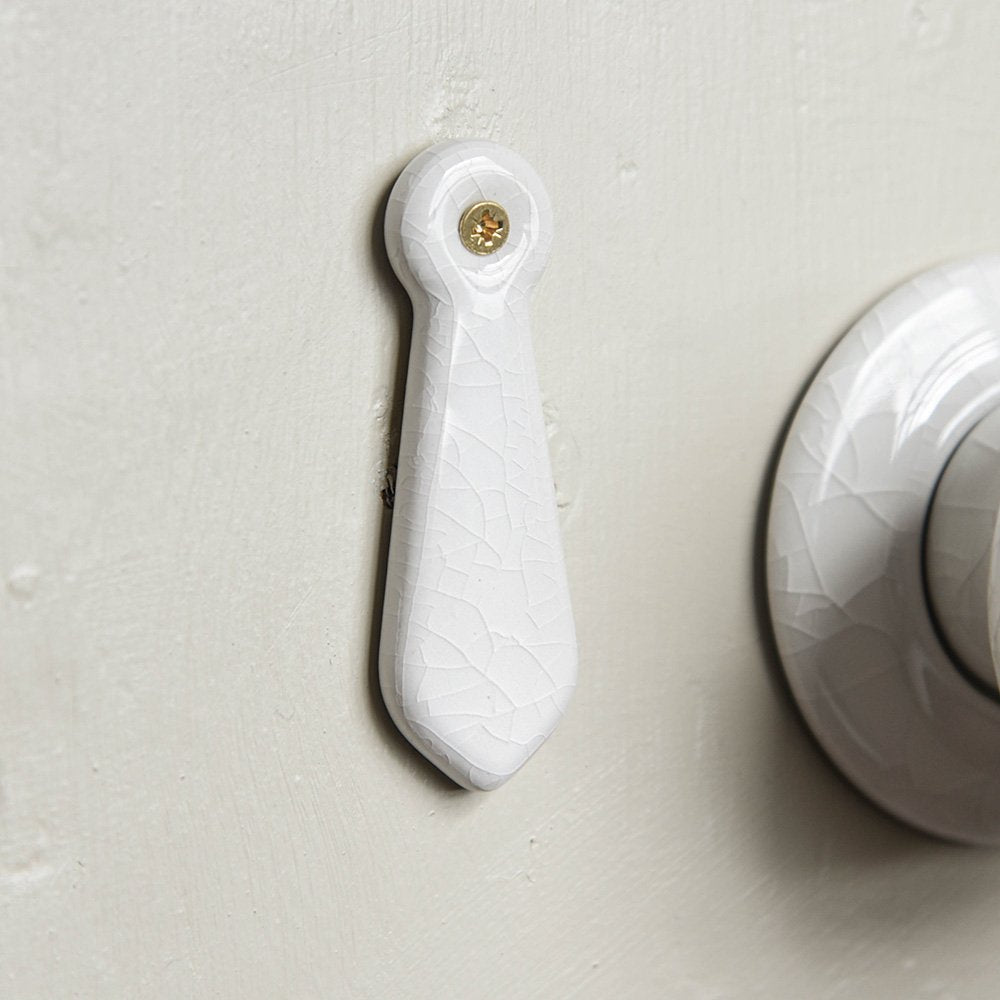 White Crackle Ceramic Escutcheon Plate - Vintage Style Bathroom Sink Faucet Cover - Perfect for Farmhouse, Cottage & Traditional Home Decor
