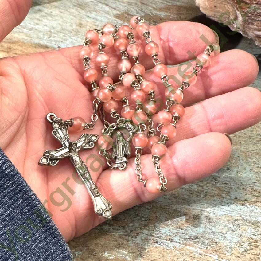 Vintage Italian Pink Glass Bead Rosary - Handmade Catholic Prayer Beads for Women, Men & Religious Gifts | Perfect for Prayer, Meditation & Spiritual Protection