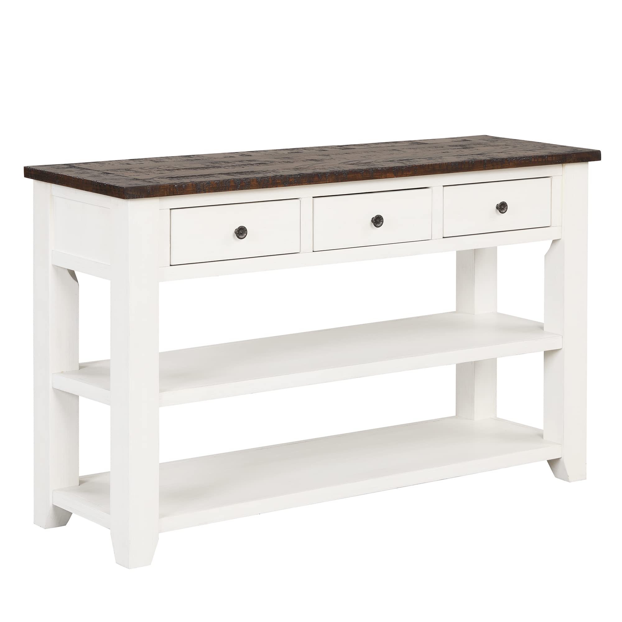 Farmhouse Entryway Console Table with 3 Drawers & Open Shelves - 48.8