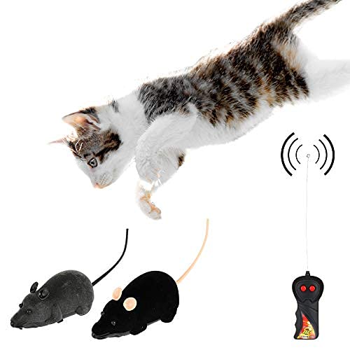 Liliful 2 Pack Wireless Remote Control Pet Toy for Cats & Dogs - Interactive Electronic Cat Dog Toy with Remote (Black & Gray) | Fun Exercise & Training for Indoor Pets | Battery Not Included
