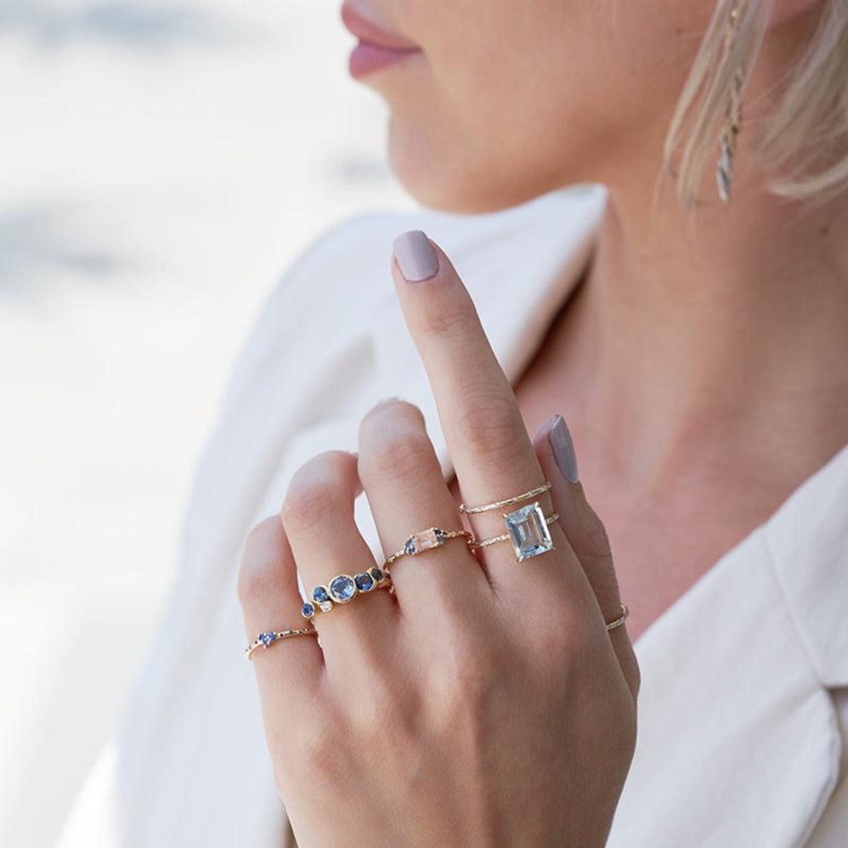 Stunning Large Starry Aquamarine Ring for Women - Elegant Blue Gemstone Jewelry - Perfect for Engagement, Wedding & Special Occasions