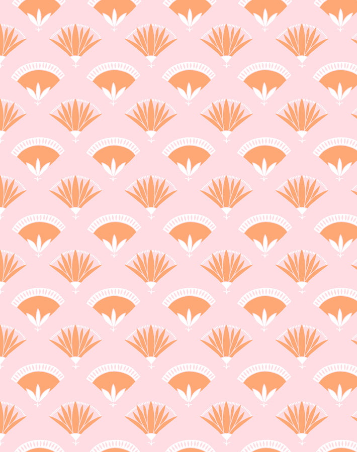 Lotus Papyrus Wallpaper | Creamsicle Color | Premium Peel & Stick Wallpaper for Bedroom, Living Room & Nursery Decor