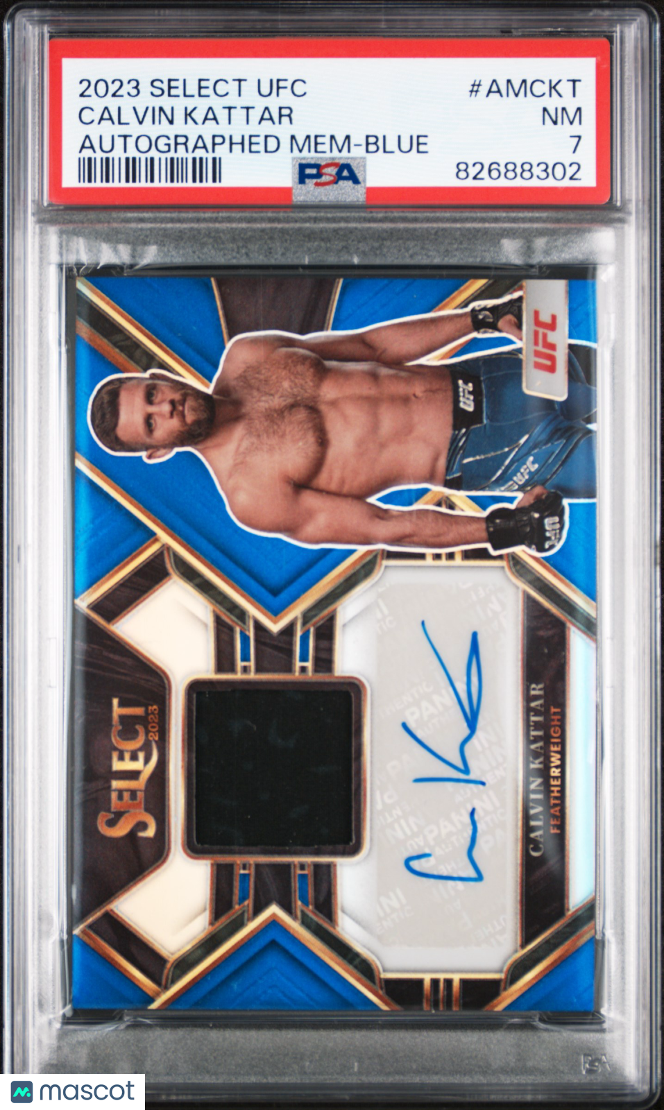 2023 Panini Select UFC Calvin Kattar Blue Autographed Memorabilia Card #AMCKT PSA 7 - Collectible Sports Memorabilia for UFC Fans & Card Collectors