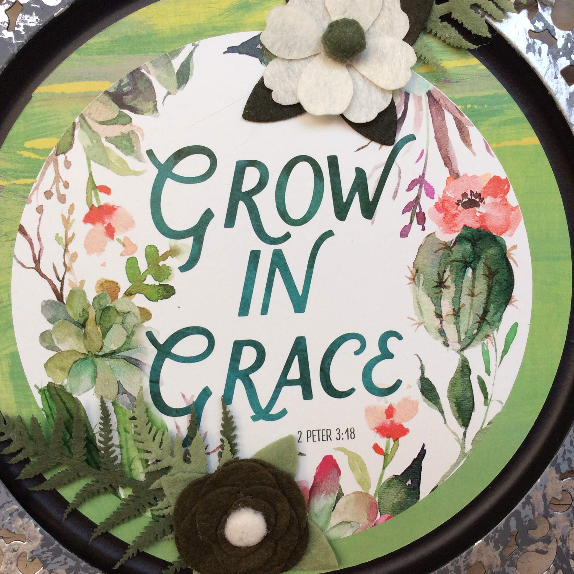 AGD Home Decor - Elegant Grow In Grace Greenery Metal Charger Plate for Wedding, Party & Holiday Table Settings | Rustic Farmhouse Dinnerware Decor