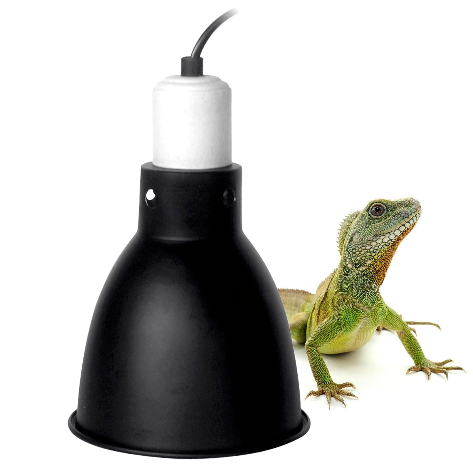 BNOSDM 5.5 Inch Deep Dome Reptile Heat Lamp Fixture - UVB UVA Bulb Holder for Basking & Optical Reflection - Ideal for Reptile Tanks, Terrariums & Amphibian Enclosures (Perfect for Bearded Dragons, Turtles & Snakes)