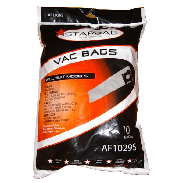 Starbag AF1029S Replacement Vacuum Cleaner Bags - 6 Pack, Fits Most Upright & Canister Vacuums - Dust & Allergen Reduction for Pet Hair, Carpet Cleaning & Home Use