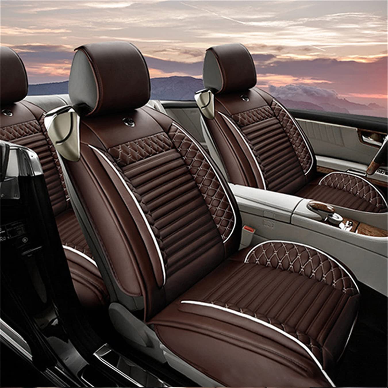 Premium PU Leather Car Seat Covers for 2006 Super V8 Portfolio - Waterproof, Wear-Resistant, Coffee Brown | Luxury Protection for Cars, SUVs & Trucks | Perfect for Road Trips, Commuting & Family Travel