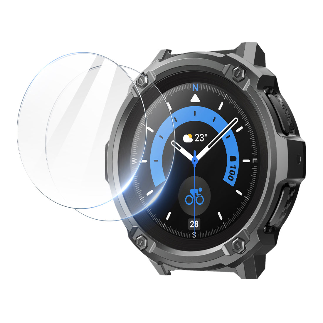 Samsung Galaxy Watch5 Pro 45mm Case - Unicorn Beetle Rugged Protective Cover with Tempered Glass Screen Protector (Black) | Perfect for Outdoor Sports, Hiking & Extreme Activities