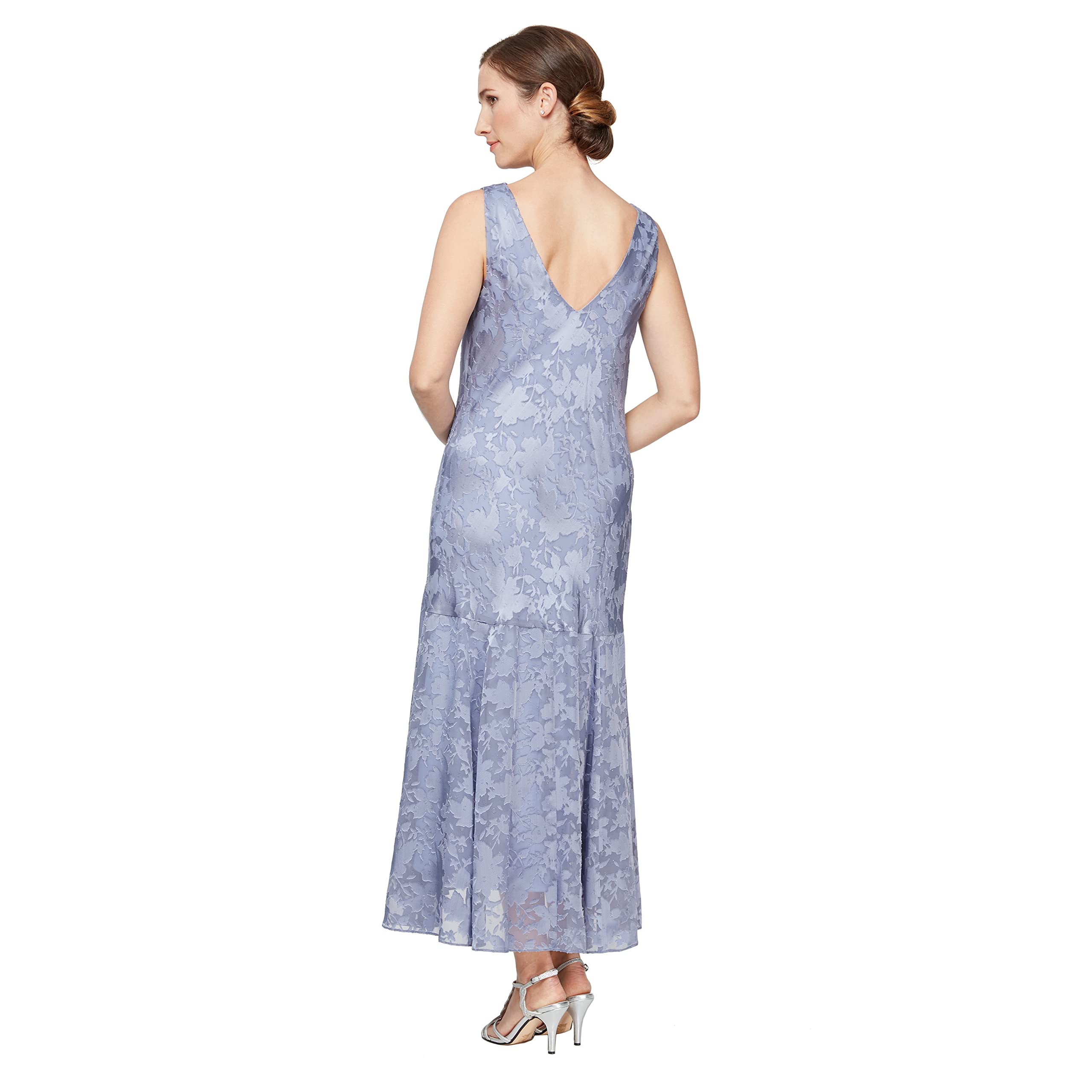 Alex Evenings Women's Elegant Sleeveless Cowl Neck Floral Print Formal Gown with Detachable Shawl - Wedding Guest Dress, Mother of The Bride Outfit, Perfect for Evening Galas, Cocktail Parties & Special Occasions
