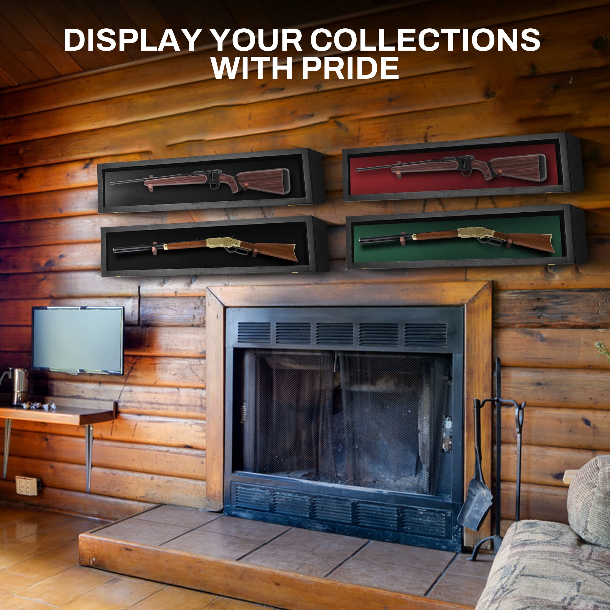 Lockable Gun Display Case for Rifles & Shotguns - Secure Acrylic Door Wall Mount Cabinet for Firearms & Sword Collection - Perfect for Home, Office, or Hunting Lodge Security & Display