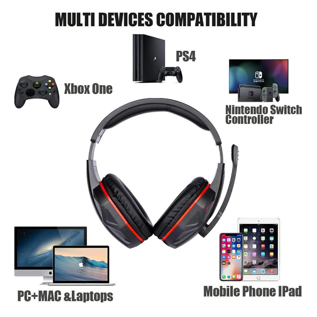 3.5mm Wired Gaming Headset with Microphone - Stereo Bass Noise Cancelling Headphones with Volume Control for PS4, Xbox One, PC, Laptop, Tablet & Mobile Phones (Black) - Perfect for Online Gaming, Video Calls & Music Streaming
