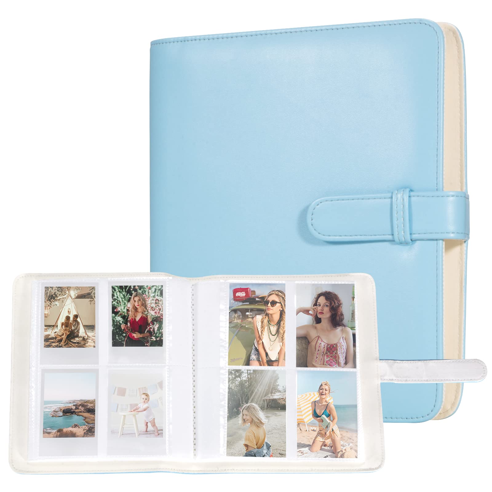 Carehabi 256-Pocket Photo Album - Compatible with Fujifilm Instax Mini, Polaroid Zinc, Kodak Zinc & HP Sprocket Photo Paper - Perfect for Wedding, Baby, Travel Memories (Blue)
