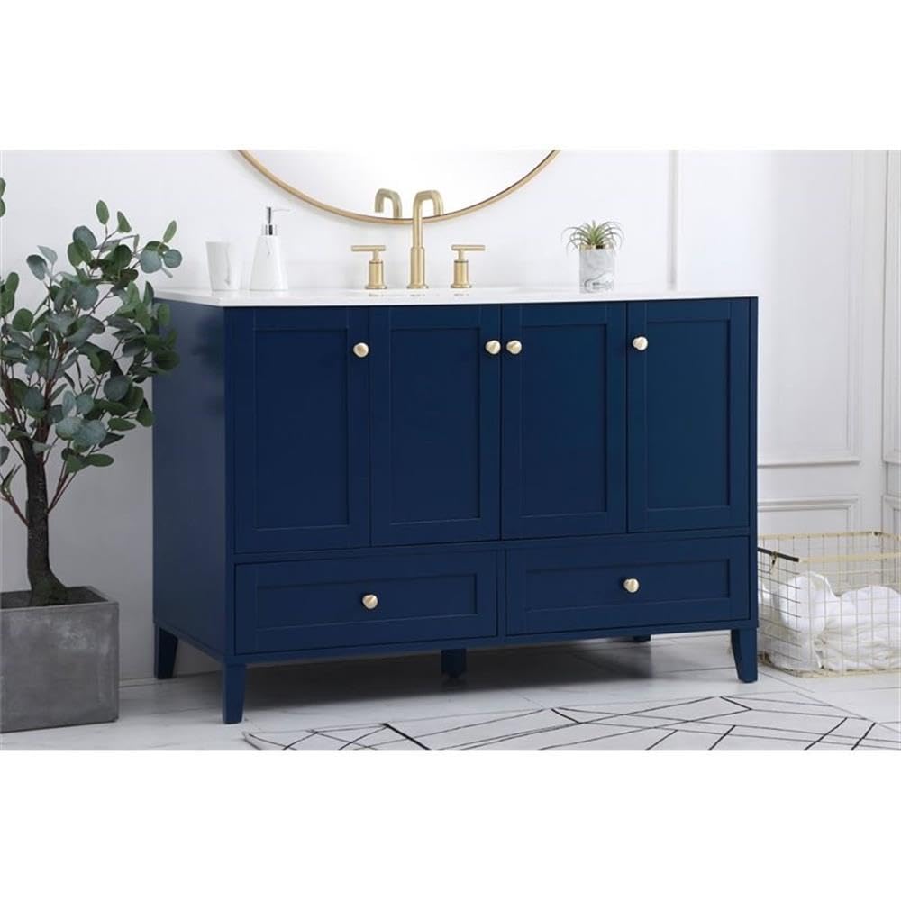 48 Inch Single Bathroom Vanity Cabinet with Sink - Elegant Blue Modern Bathroom Storage for Small Spaces | Perfect for Master Bath, Guest Bath & Apartment Renovations