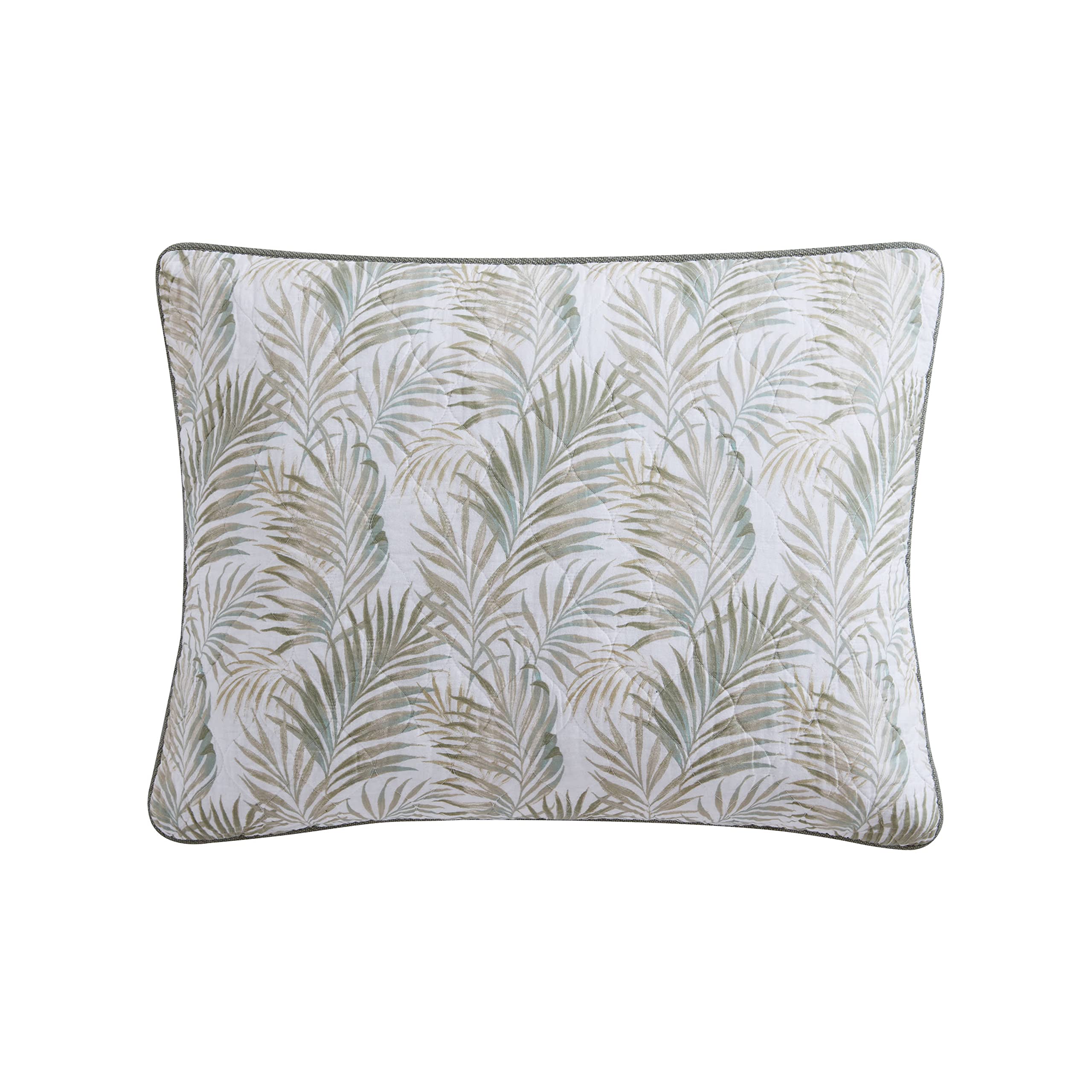 Tommy Bahama King Size Reversible Cotton Quilt Set with Matching Shams - Soft Coastal Bedspread in Maui Palm Green | Super Soft Bedding for Beach House, Guest Room & Master Bedroom Decor