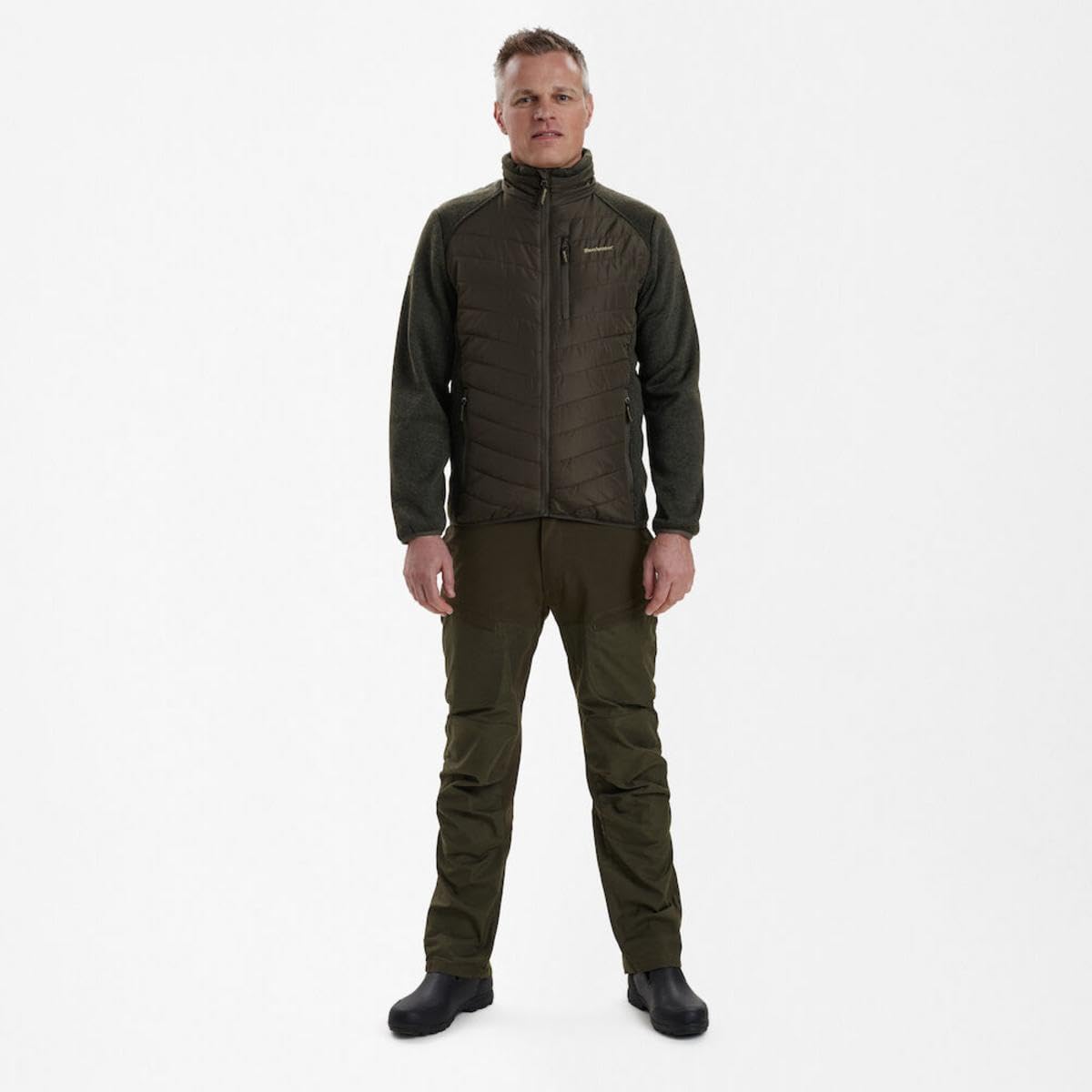 Men's Moor Padded Jacket with Knit Collar - Small Brown | Winter Outdoor Coat for Hiking, Camping & Casual Wear