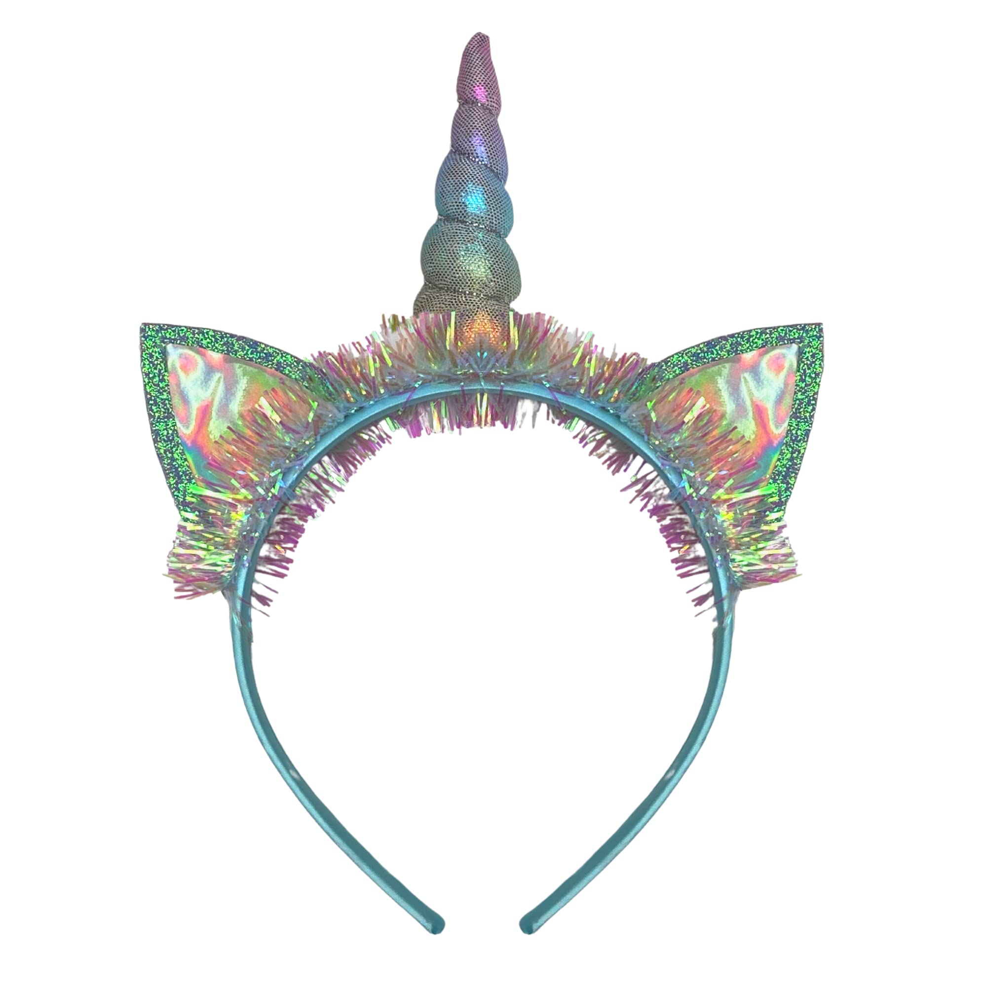 6 Pack Turquoise Blue Unicorn Horn Headband - Glitter Photo Props for Cosplay, Birthday Parties, Festivals, Halloween, and Theme Events - Fun Accessories for Girls, Boys, Women & Adults