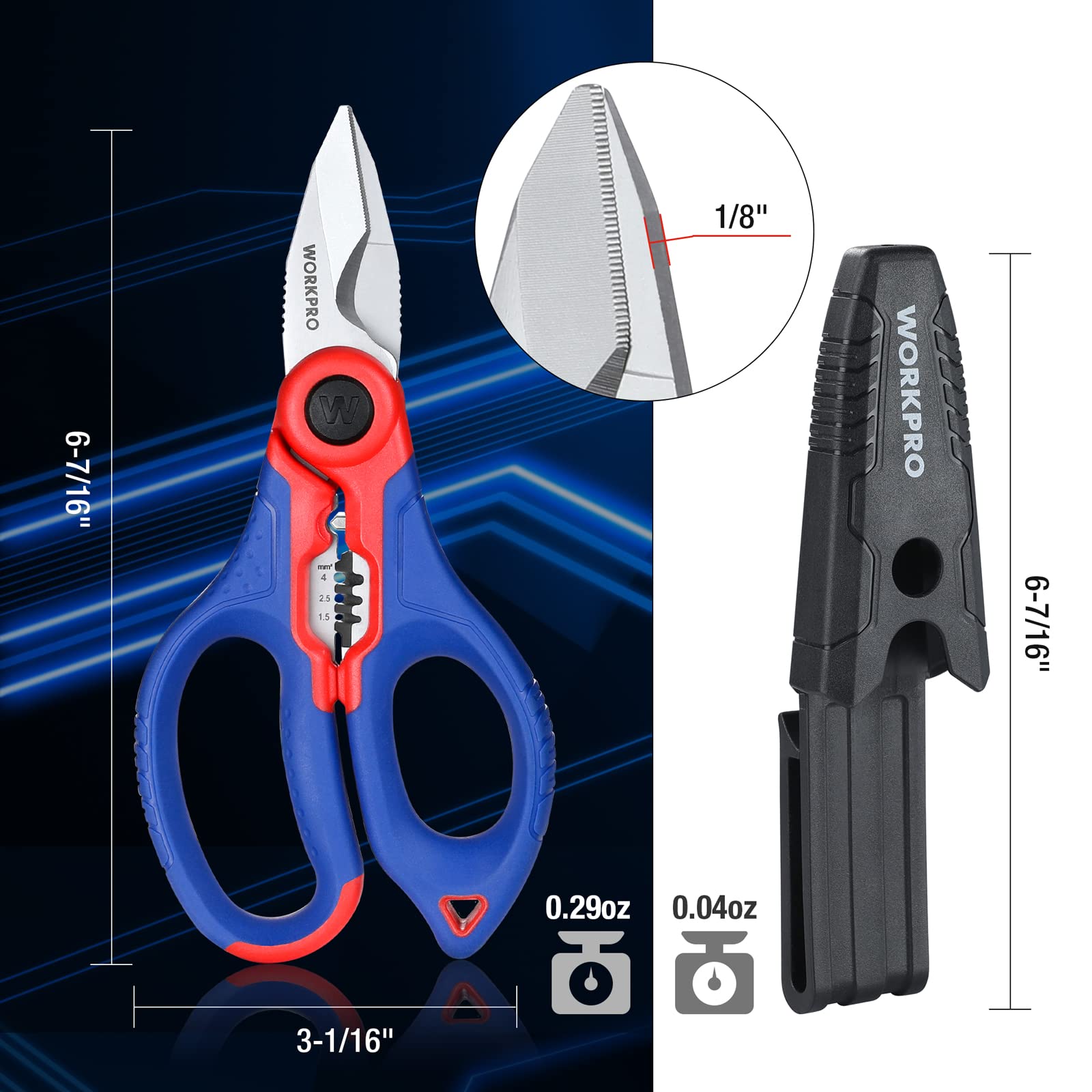 WORKPRO Professional Crimping Tool Kit with Stainless Steel Electrician Scissors - Perfect for Electrical Wiring, DIY Projects, and Home Repairs