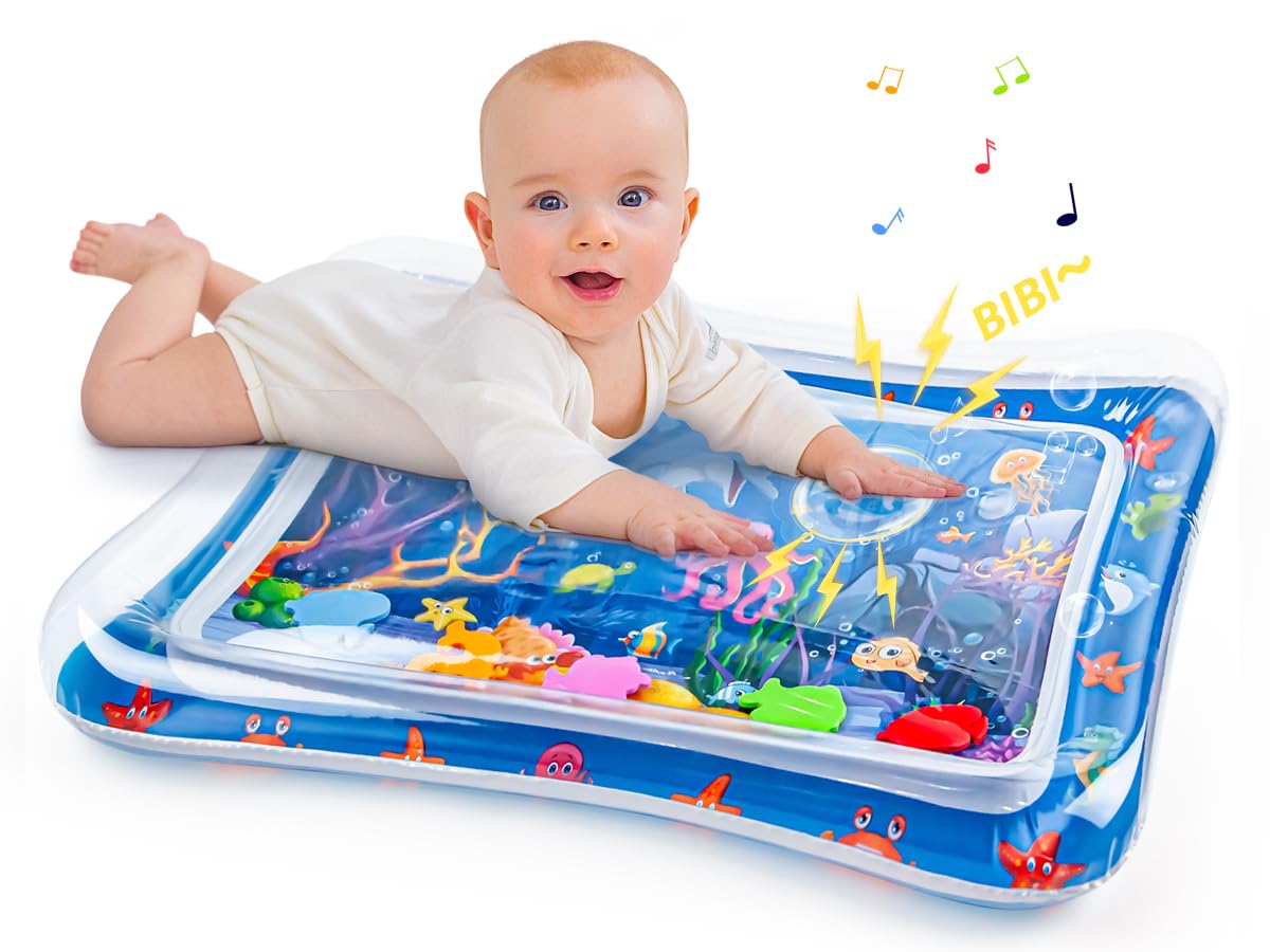 Baby Tummy Time Water Mat with Floating Toys - Sensory Development Activity for Infants 3-6-9 Months | Fun Learning Toy for Boys & Girls | Perfect for Playtime, Daycare & Early Childhood Education