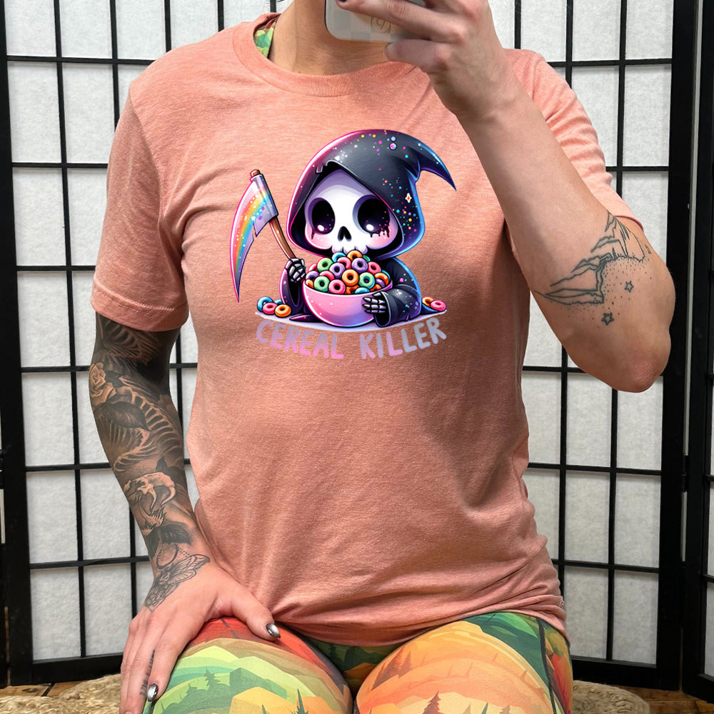 Unisex Cereal Killer Graphic T-Shirt - Funny Breakfast Lover Tee for Men & Women - Perfect for Casual Wear, Gifts, and Theme Parties