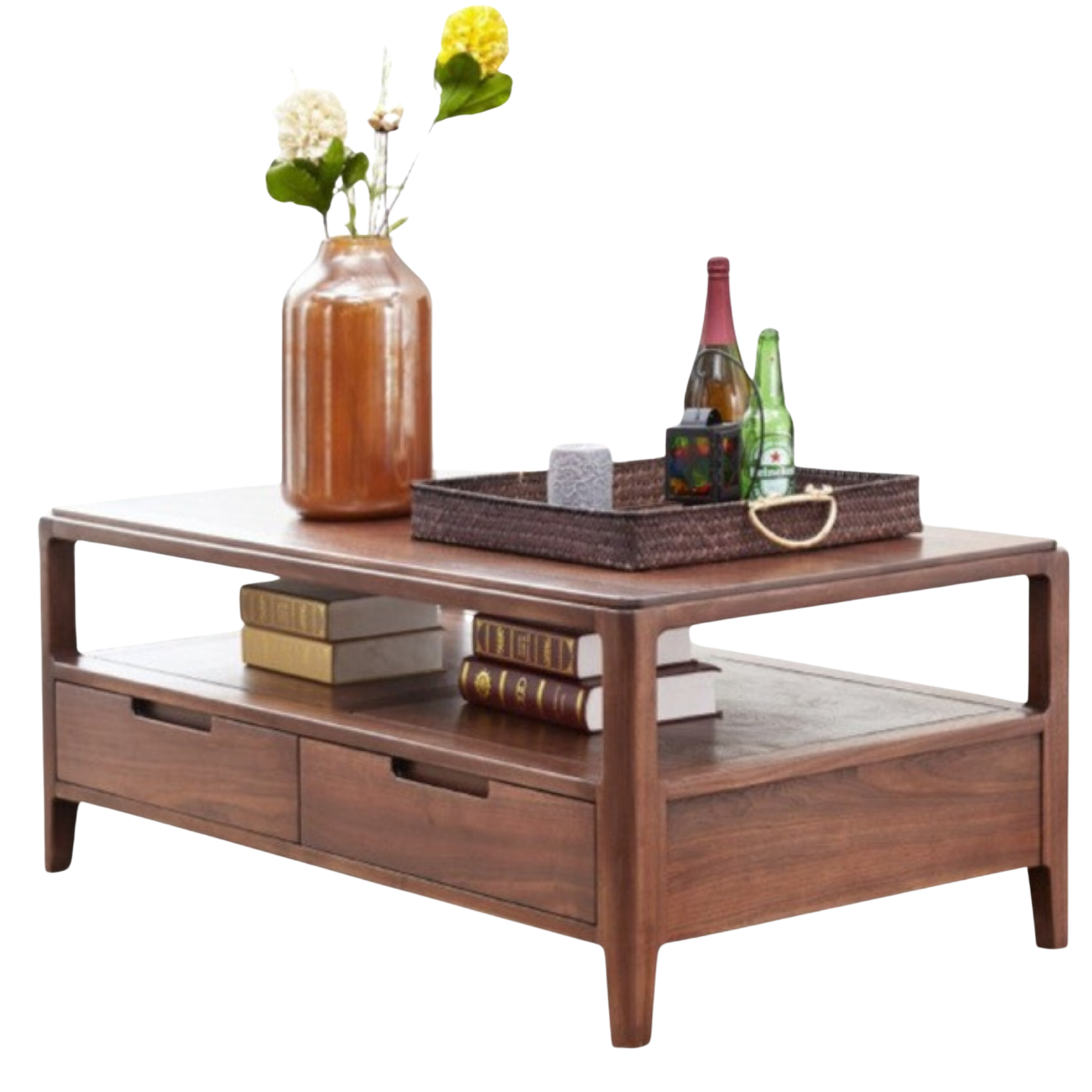 47.2x23.6x17.7 inch / 120x60x45сm /Rich Dark Walnut color / Four drawer coffee table