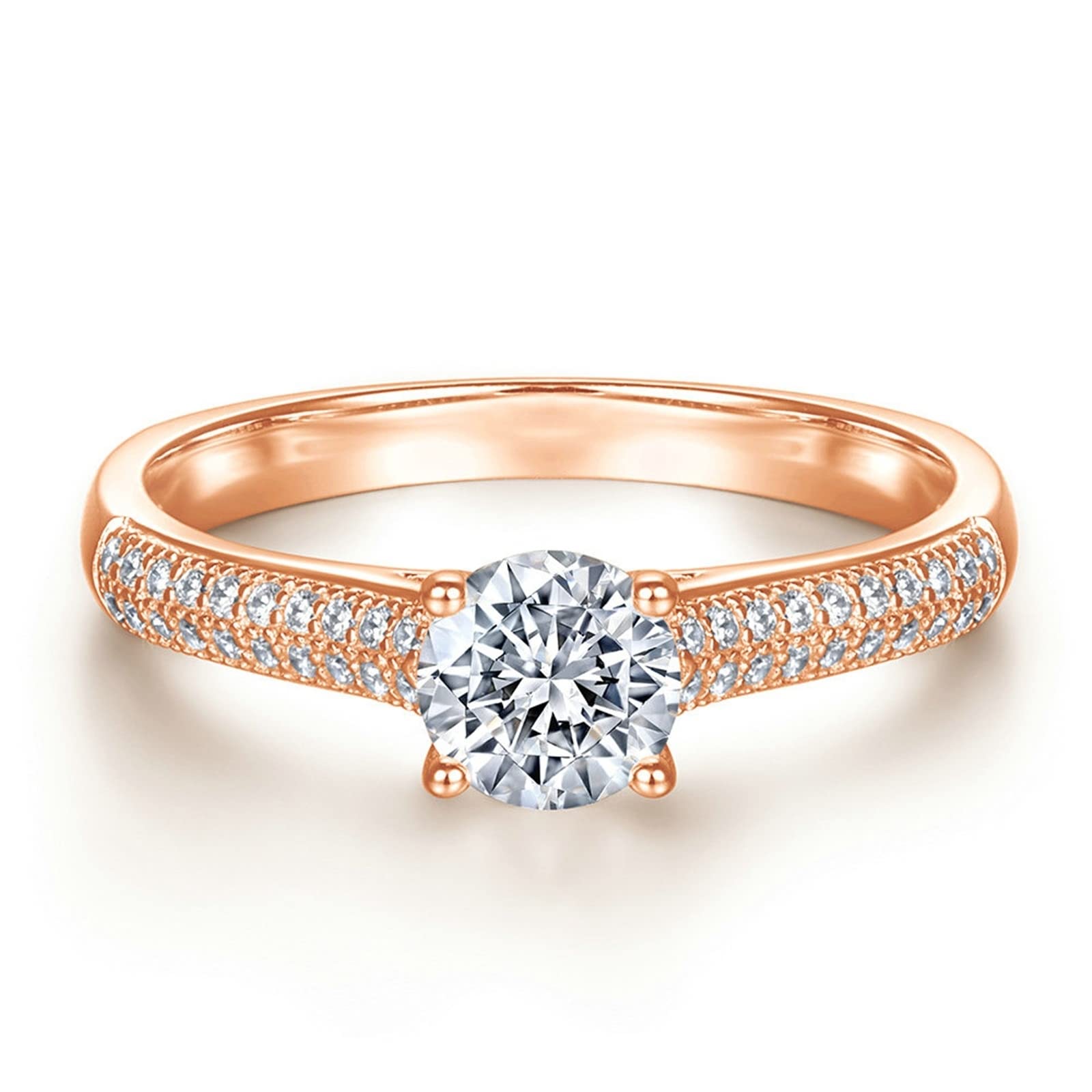Hoisy Diamond Band Ring for Women - 4 Prong Engagement & Wedding Ring for Everyday Wear