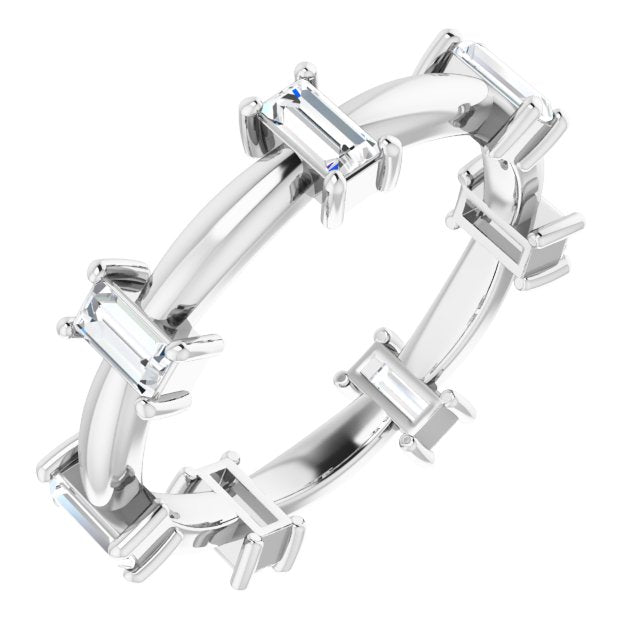 0.98 Carat Prong Set Baguette Diamond Eternity Wedding Band - Perfect for Anniversary Gifts, Bridal Jewelry & Special Occasions