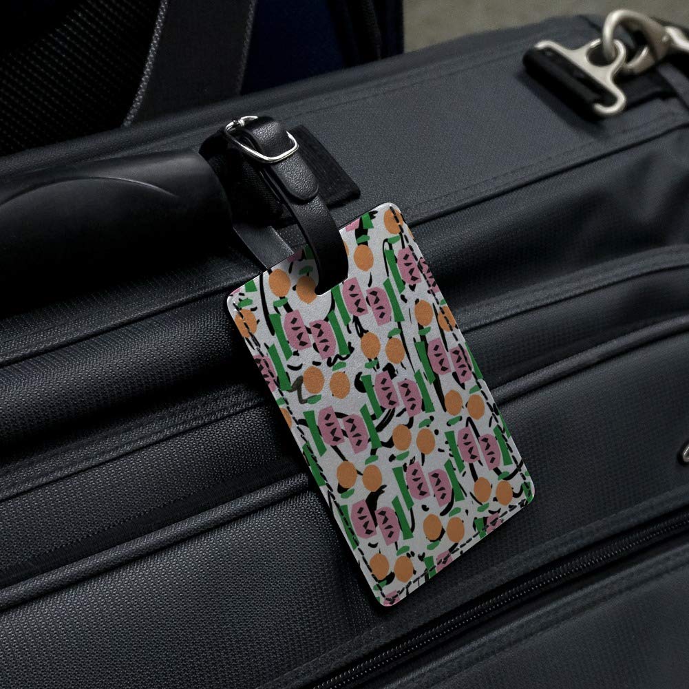 Modern Art Fruit Design Leather Luggage Tag - Rectangle Suitcase ID Card Holder for Travel Carry-On Bags | Perfect for Business Trips & Vacation Identification