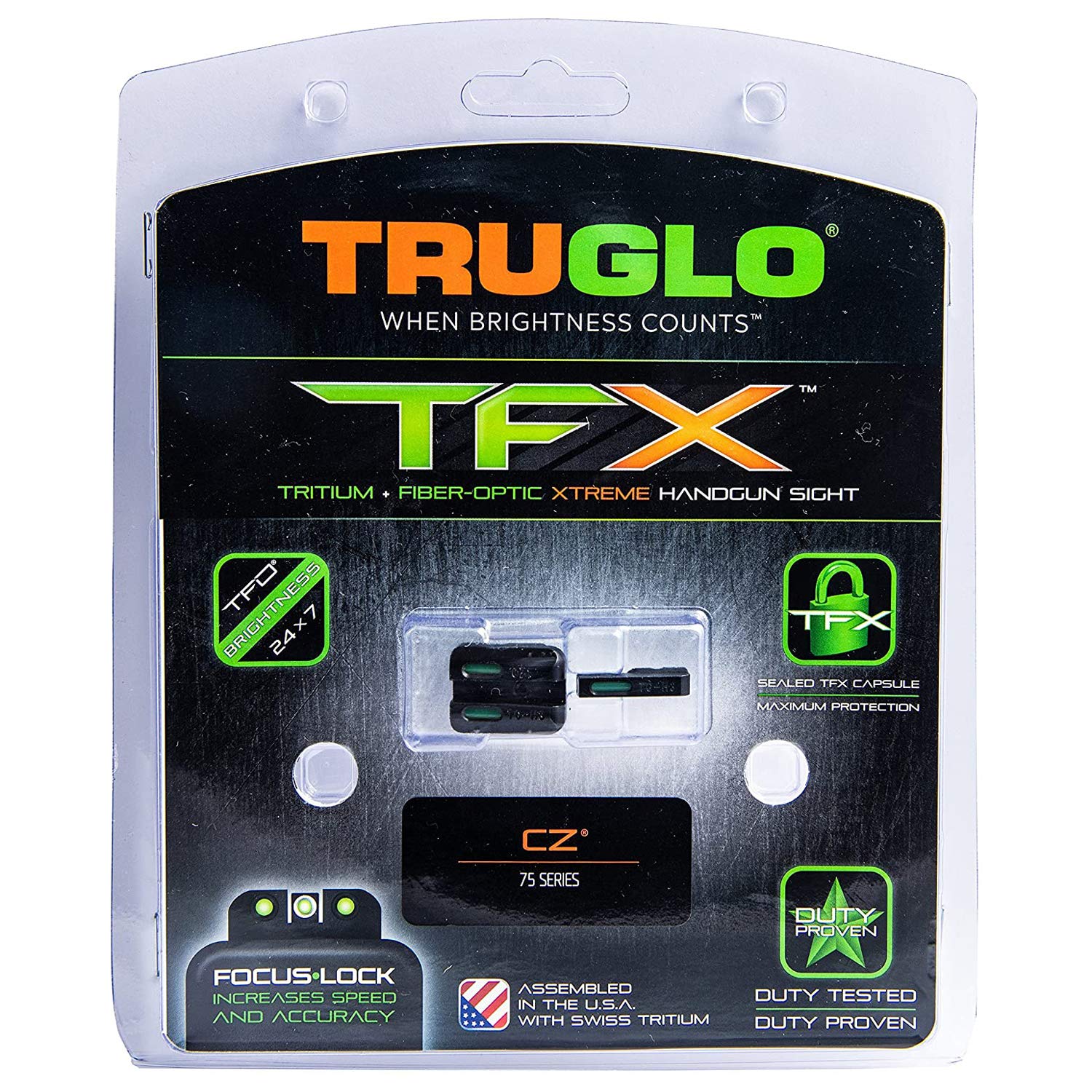 TRUGLO TFX Handgun Sight - Durable Shock-Resistant Compact Tritium & Fiber-Optic Sight for Pistols | Bright Glow for Day & Night Use | Ideal for Tactical Shooting, Home Defense & Concealed Carry