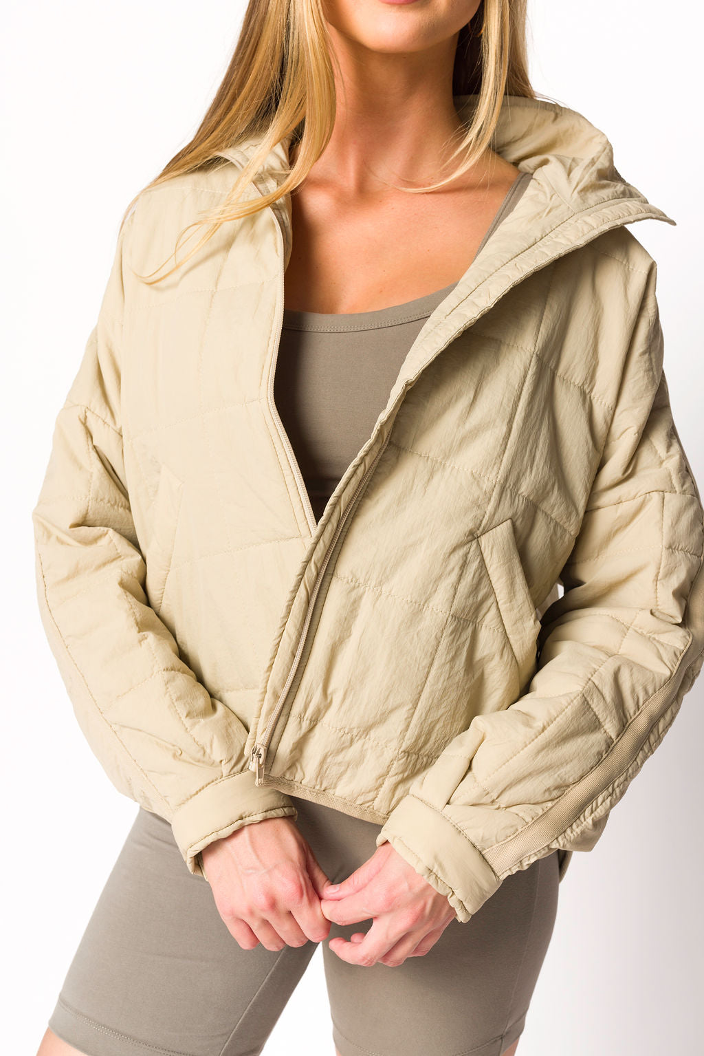 Layla Puffer Jacket Women's Lightweight Warm Winter Coat in Bone Color - Perfect for Outdoor Activities, Travel & Cold Weather Fashion