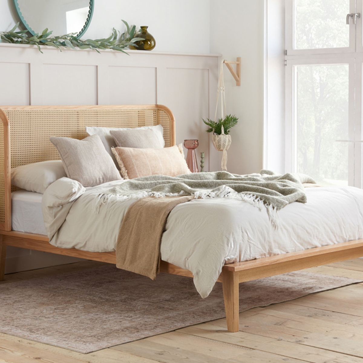 Stylish Nimbus Rattan Bed Frame - Queen Size, Natural Woven Design for Bedroom Decor | Perfect for Boho, Coastal & Farmhouse Style Homes
