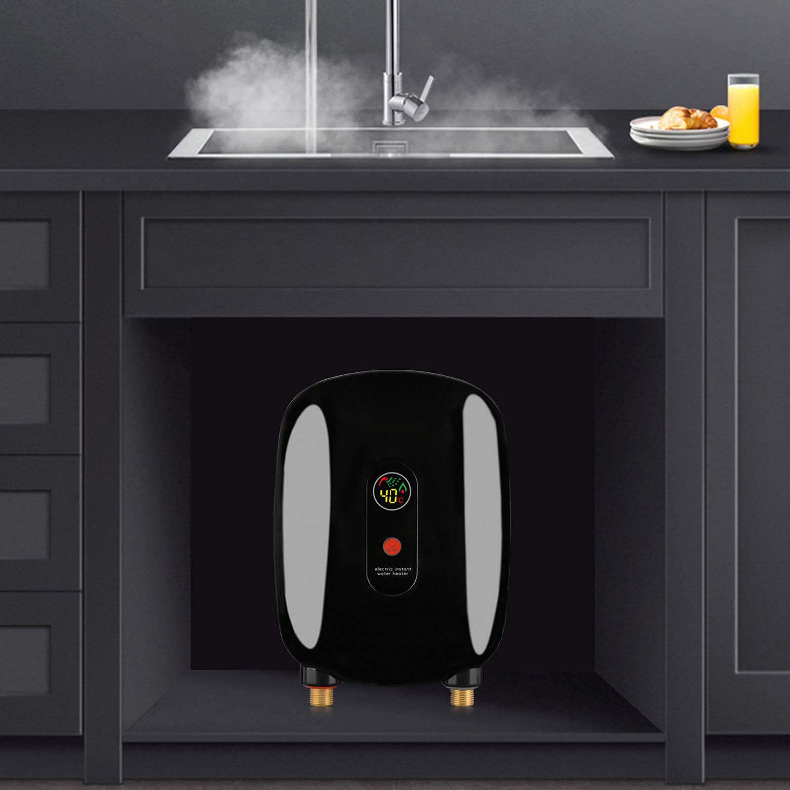 110V 3000W Instant Electric Tankless Water Heater with Digital Display & Overheating Protection - Perfect for Kitchen, Bathroom, RV & Camping Use