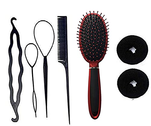 Premium Hair Styling Kit - 7-Piece Hair Accessories Set with Bun Maker, Hair Brush & Styling Tools | Best Hair Care Combo for Women | Perfect for Salon, Home Use & Travel