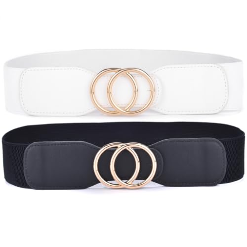 Black and White Belts With Gold Buckles