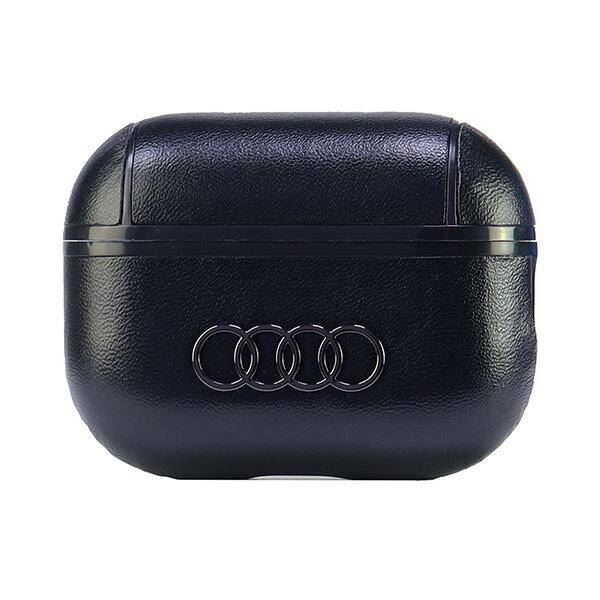 Premium Genuine Leather AirPods Pro 2 Case with Bold Audi Logo - Sleek Black Protective Cover for Wireless Earbuds | Perfect for Travel, Workouts & Everyday Use