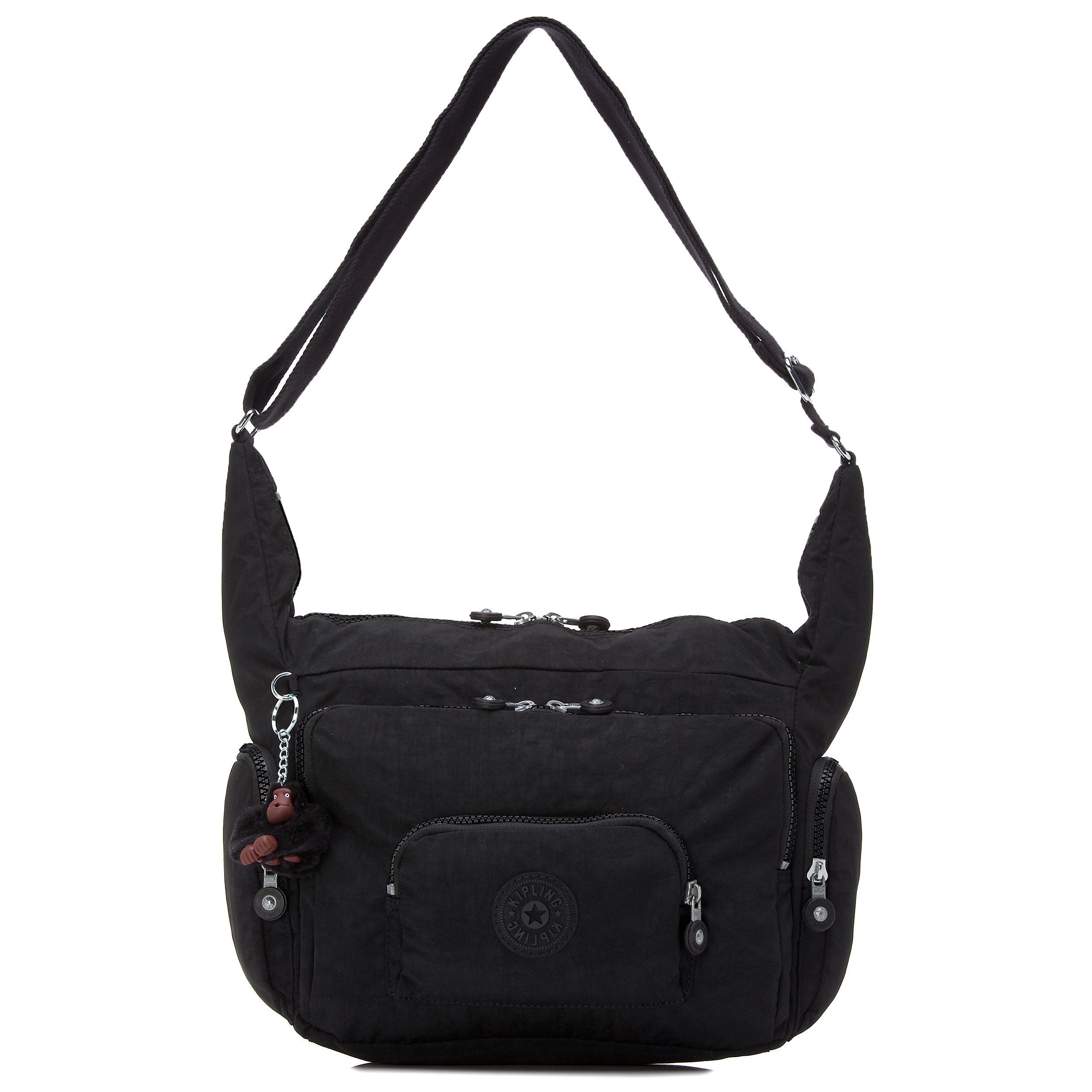 Kipling Women's Erica Black Tonal Crossbody Bag - Lightweight Travel Purse for Everyday Use, Work & Shopping | Adjustable Strap & Spacious Design | One Size Fits All