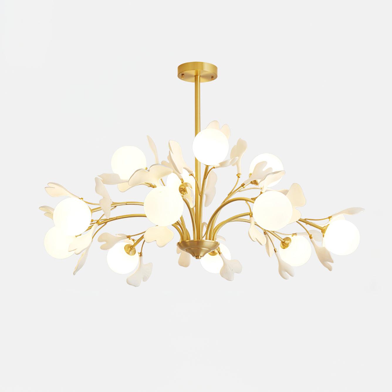 Vico Gingko Chandelier - Modern Leaf Design Crystal Ceiling Light Fixture for Dining Room, Living Room & Bedroom | Elegant Home Decor Lighting
