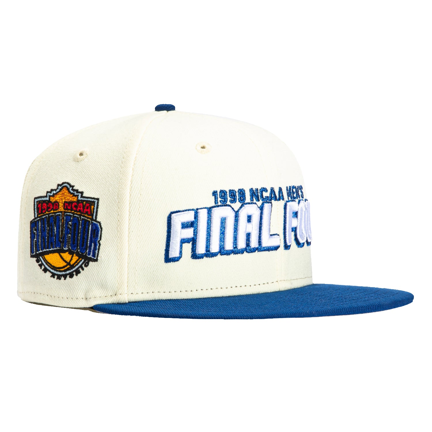 New Era 59Fifty Kentucky Wildcats 1998 Final Four Patch Snapback Hat - White & Royal Blue NCAA Basketball Cap for Fans & Collectors - Perfect for Game Day, Sports Events & Vintage Memorabilia Display
