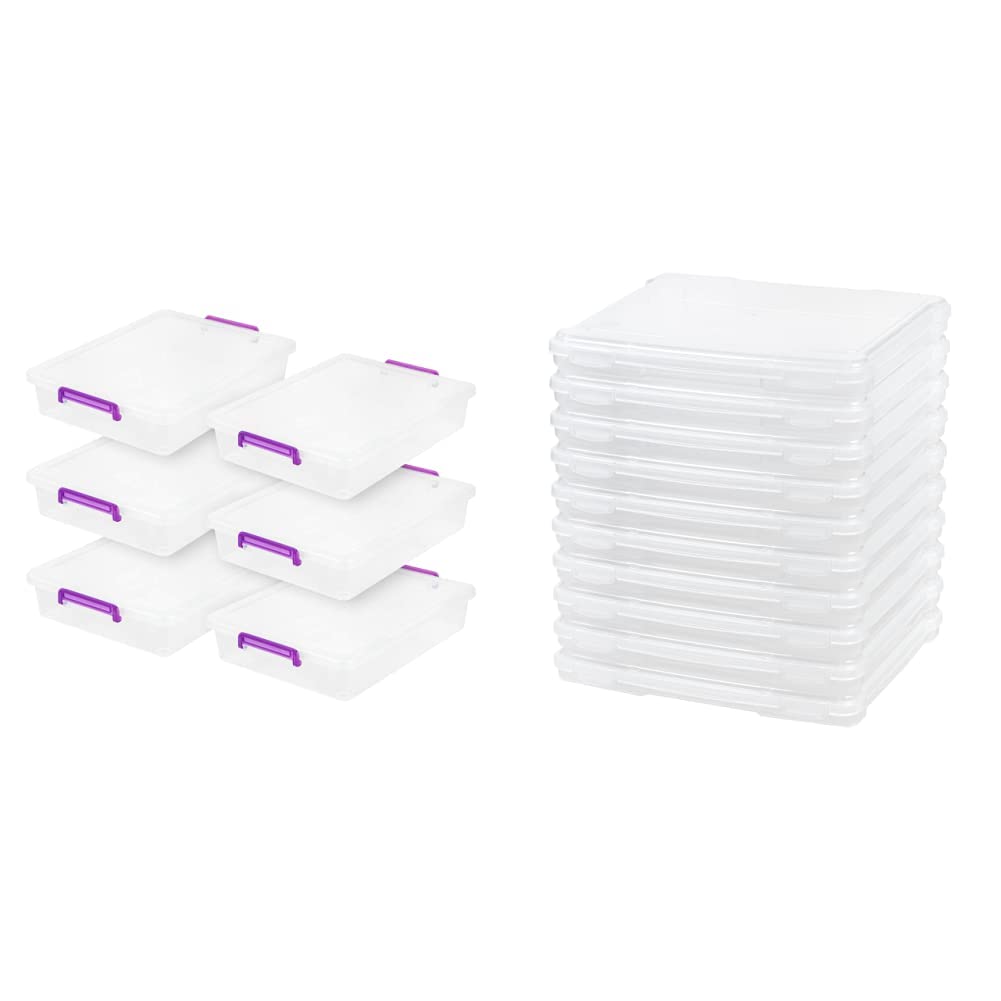 IRIS USA 6 Quart Clear Plastic Storage Bins with Lids - 10 Pack Stackable Organizer Containers for Home, Office, Craft Supplies & Portable Project Cases