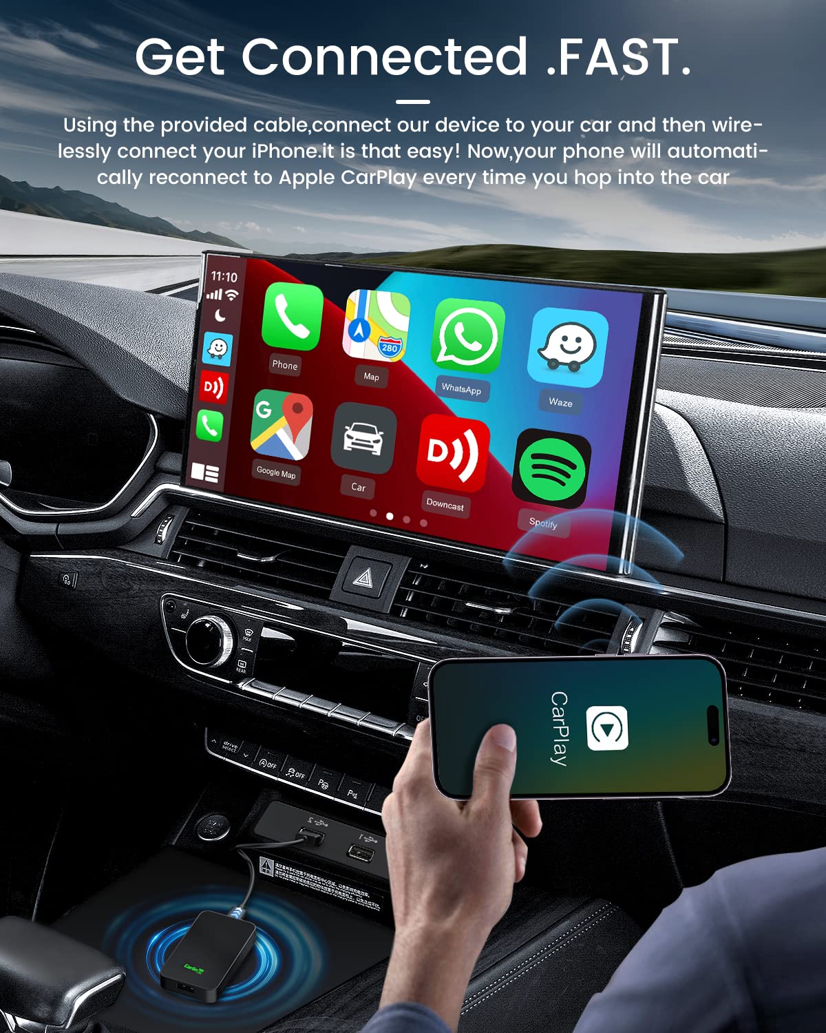 2024 CarlinKit 5.0 2air Wireless CarPlay & Android Auto Adapter - 5G WiFi Dongle for Wired CarPlay/Android Auto Cars - Plug & Play, Auto Connect, Online Update - Perfect for Commuting, Road Trips & Hands-Free Driving