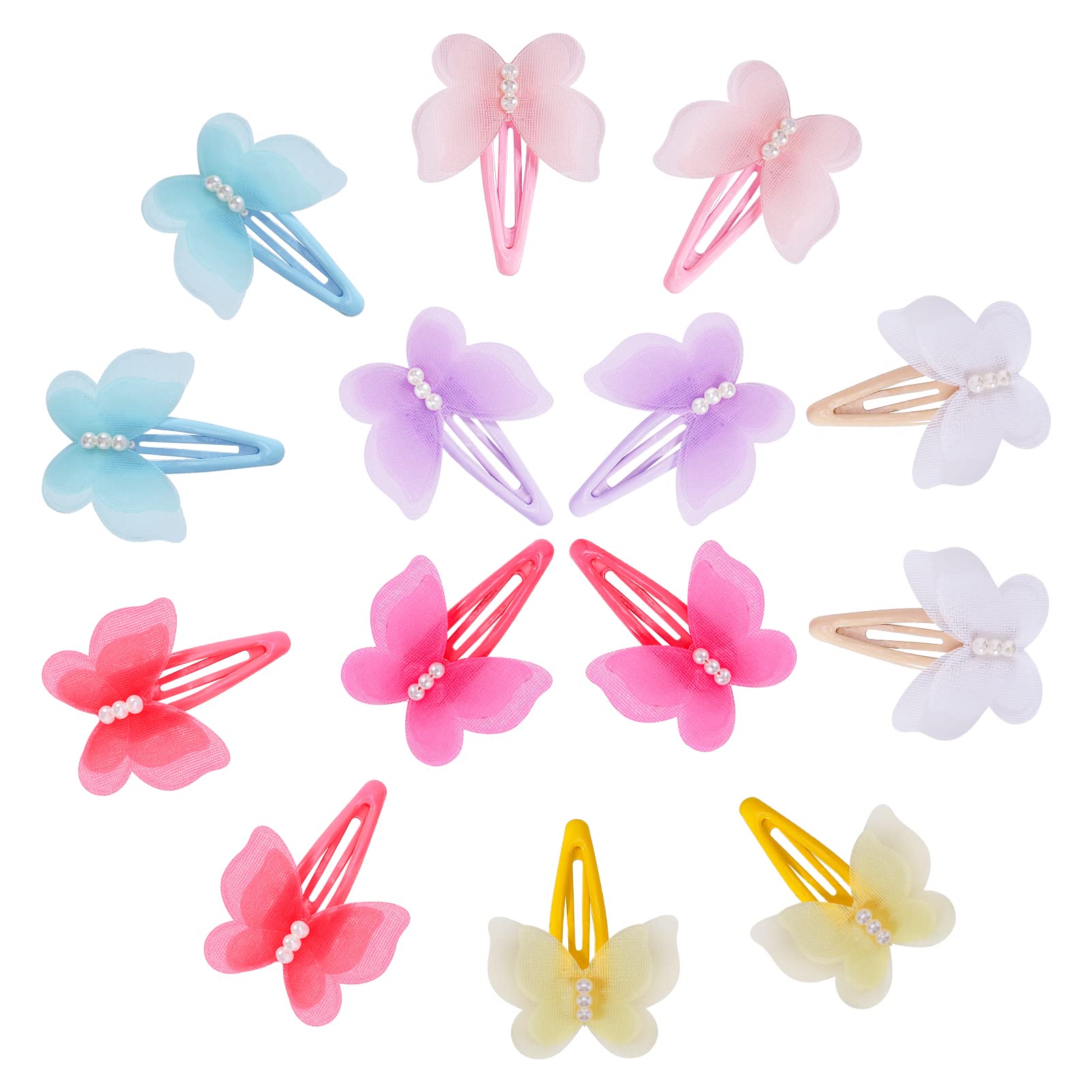 14pcs Baby Girl Hair Clips - Soft Chiffon 3D Butterfly Barrettes for Toddlers & Kids | Hair Accessories for Girls, Birthday Gifts, Party & Daily Use