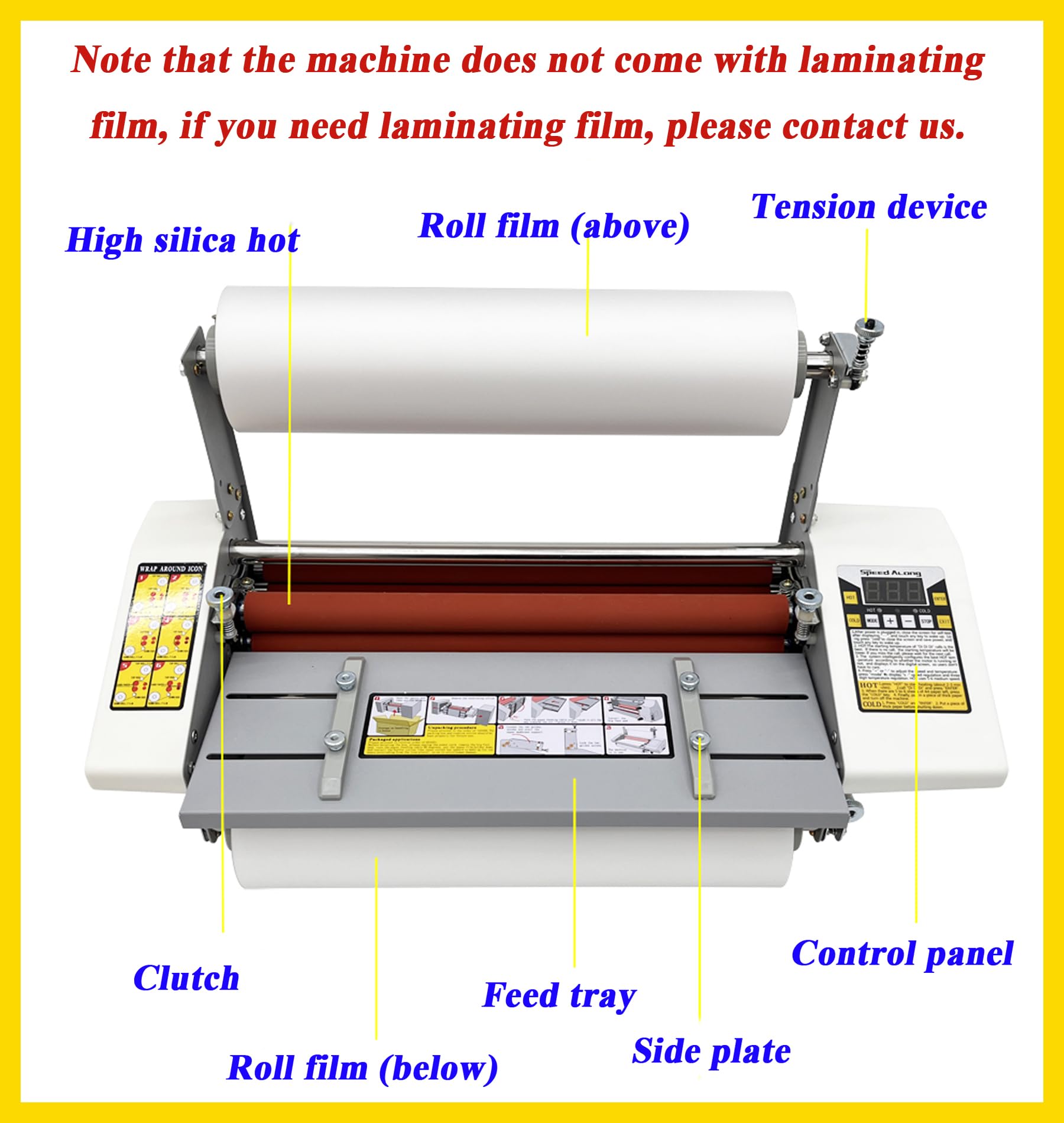 TECHTONGDA 110V Thermal Cold Roll Laminator Machine - Dual Side & Single Side Laminating with 4 Rollers & Digital Display - A2 Paper Size (17.3