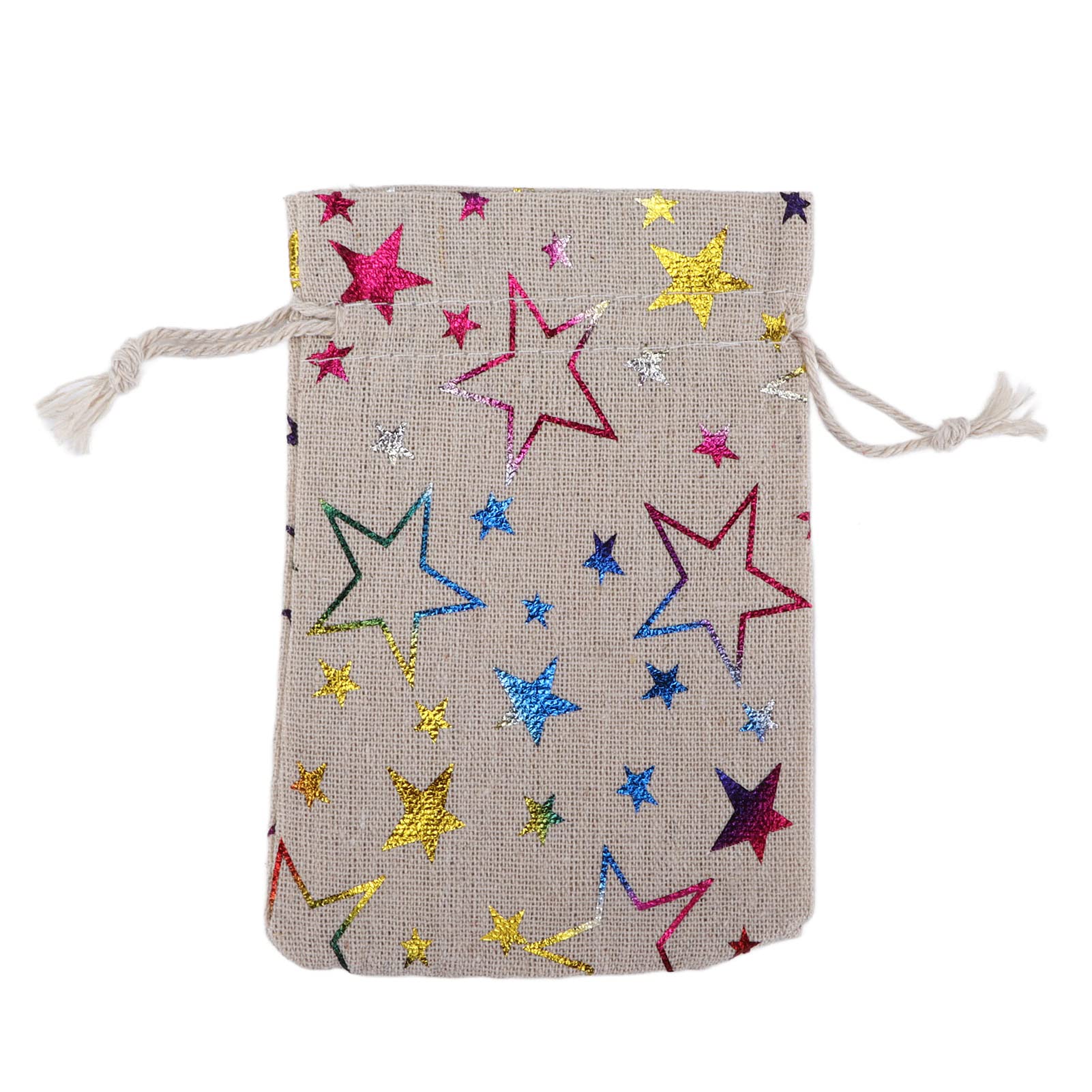 24PCS Small Linen Christmas Gift Bags - Reusable Holiday Party Favor Bags with Star Design for Gifts, Wrapping, Stocking Stuffers & Home Decor