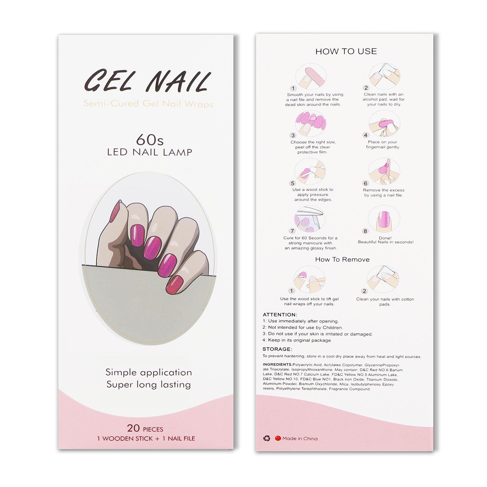 JMEOWIO Red Glitter Semi-Cured Gel Nail Strips - DIY UV/LED Gel Nail Stickers for Salon-Quality Manicures at Home | Perfect for Parties, Weddings & Special Occasions