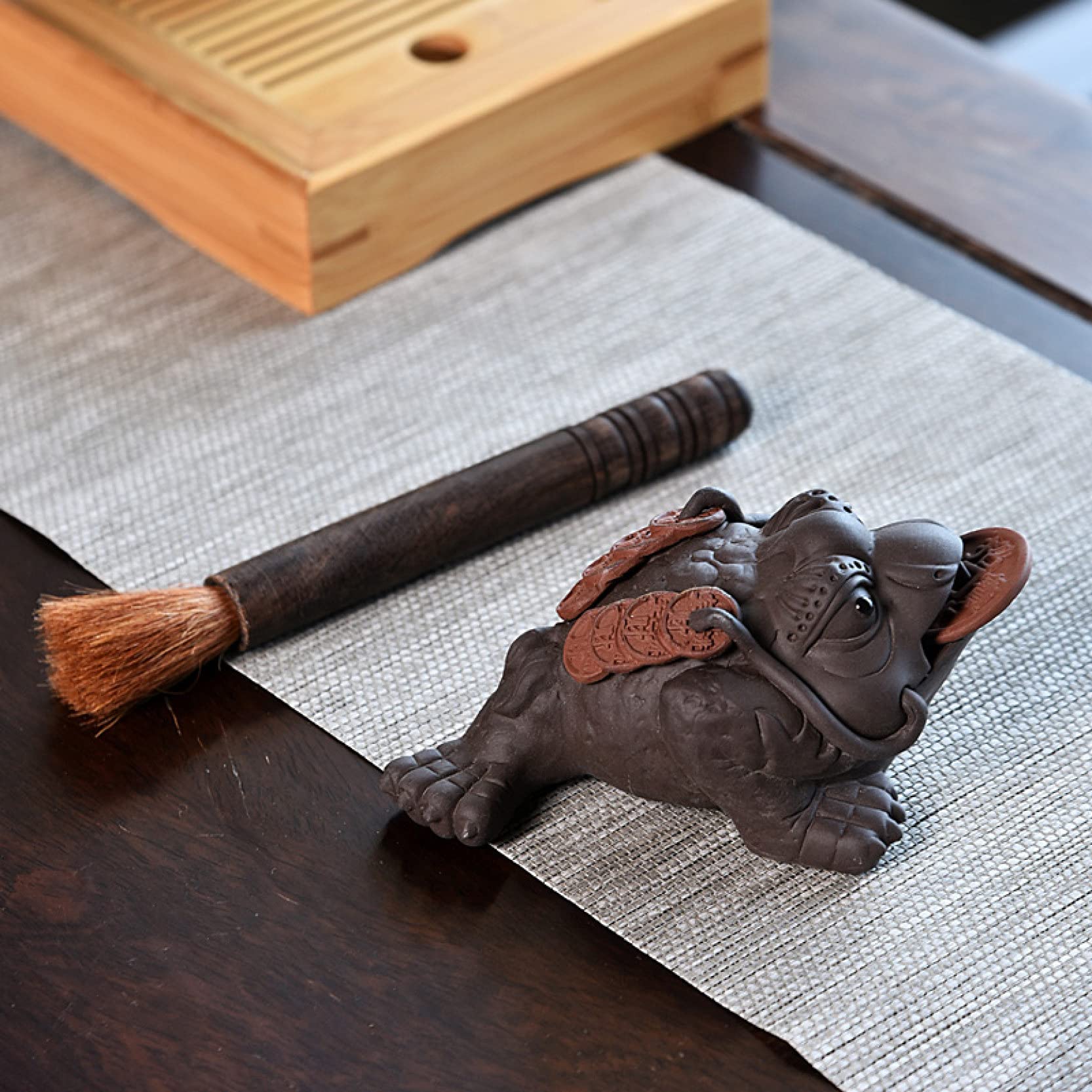 Handmade Purple Clay Animal Figurine Tea Pet - Cute Sculpture for Home & Office Decor | Perfect for Tea Ceremonies, Table Centerpieces & Gift Giving