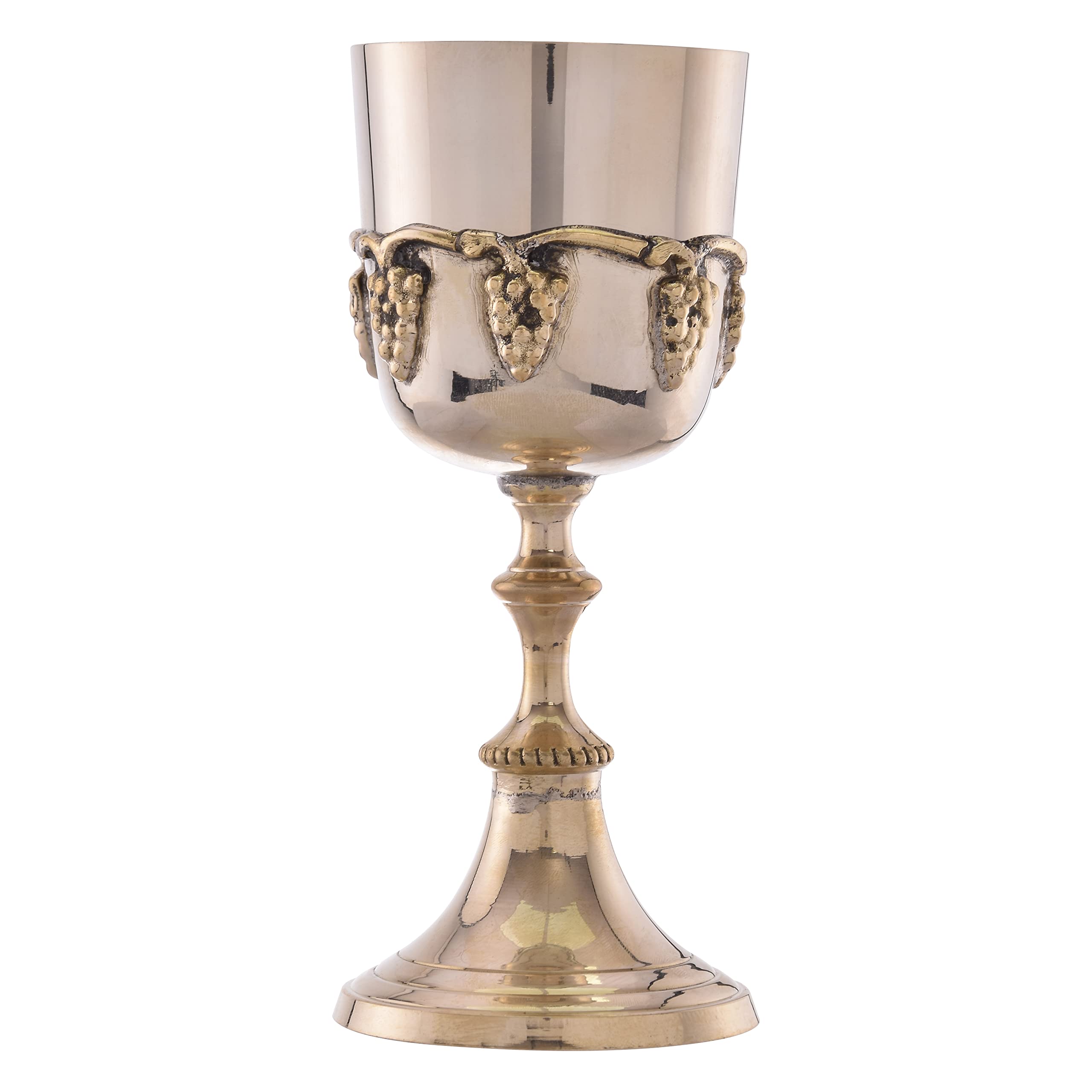 REPLICARTZ Brass Chalice Goblet - 7 oz Medieval Communion Cup for Wedding Toast, King & Queen Goblet, Vintage Orthodox Altar Wine Glass | Perfect for Religious Ceremonies, Renaissance Fairs & Themed Weddings