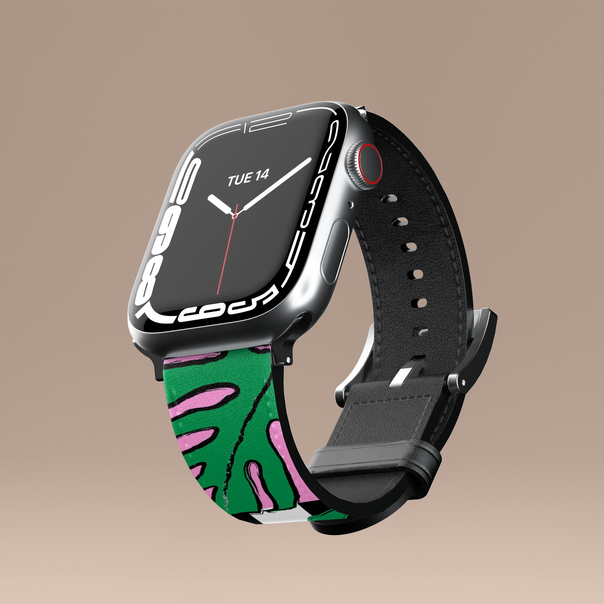 Tropical Leaves Apple Watch Band - Soft Silicone Strap for Apple Watch Series 9/8/7/6/SE - Stylish & Comfortable for Workouts, Running & Everyday Wear
